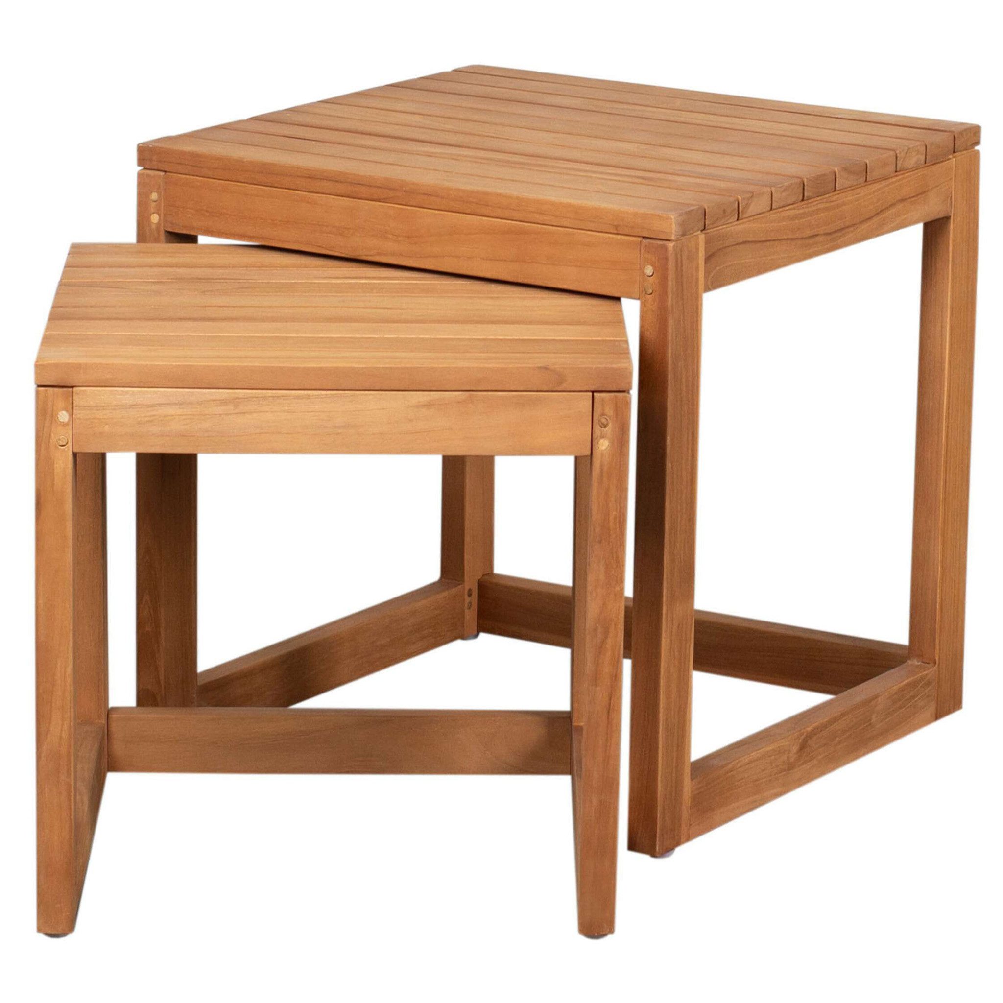 bene living Beistelltisch 2er Set Verwood - Teakholz (2-St), feines Teakholz - platzsparend zusammenstellbar