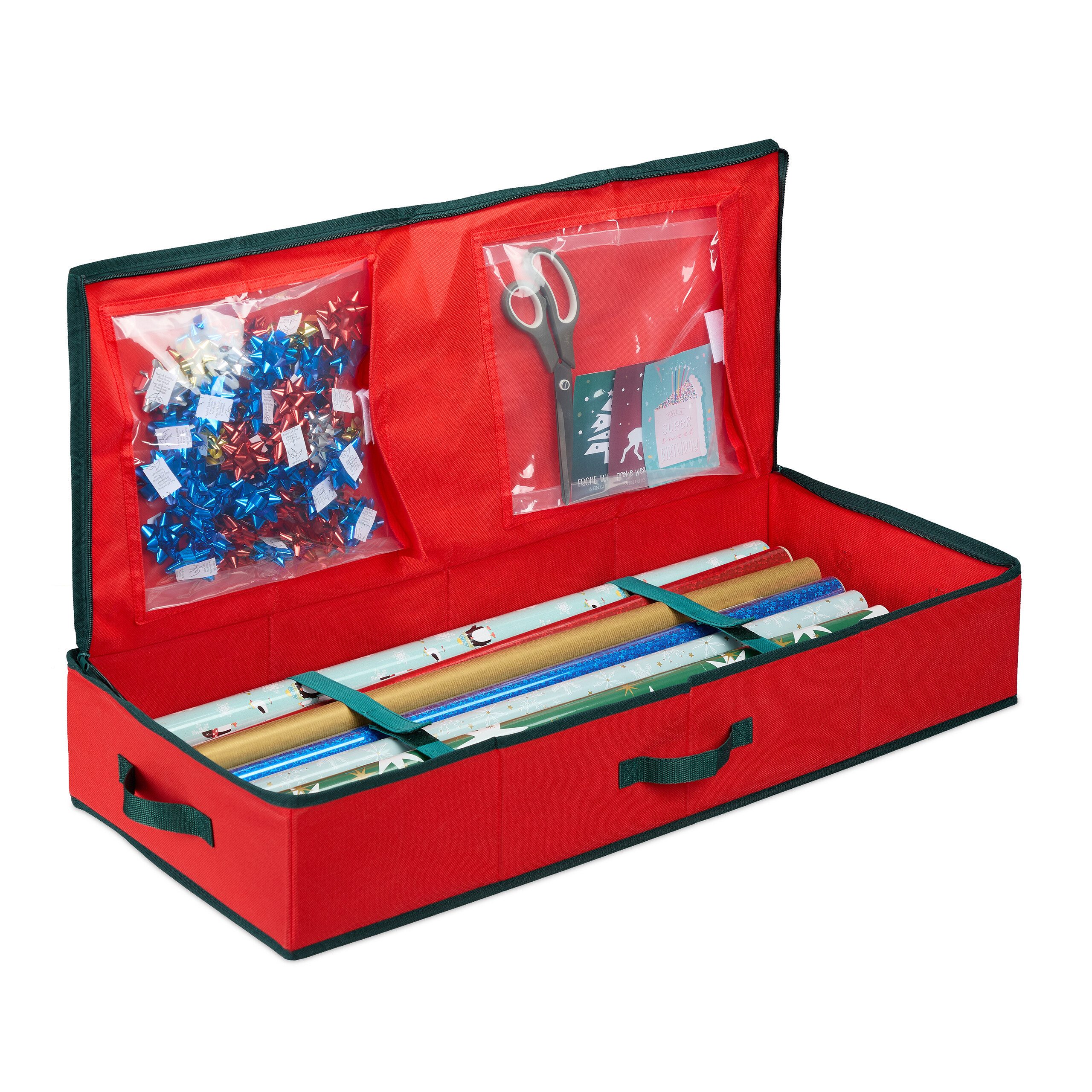 relaxdays Aufbewahrungsbox Rote Geschenkpapier Aufbewahrungsbox günstig online kaufen
