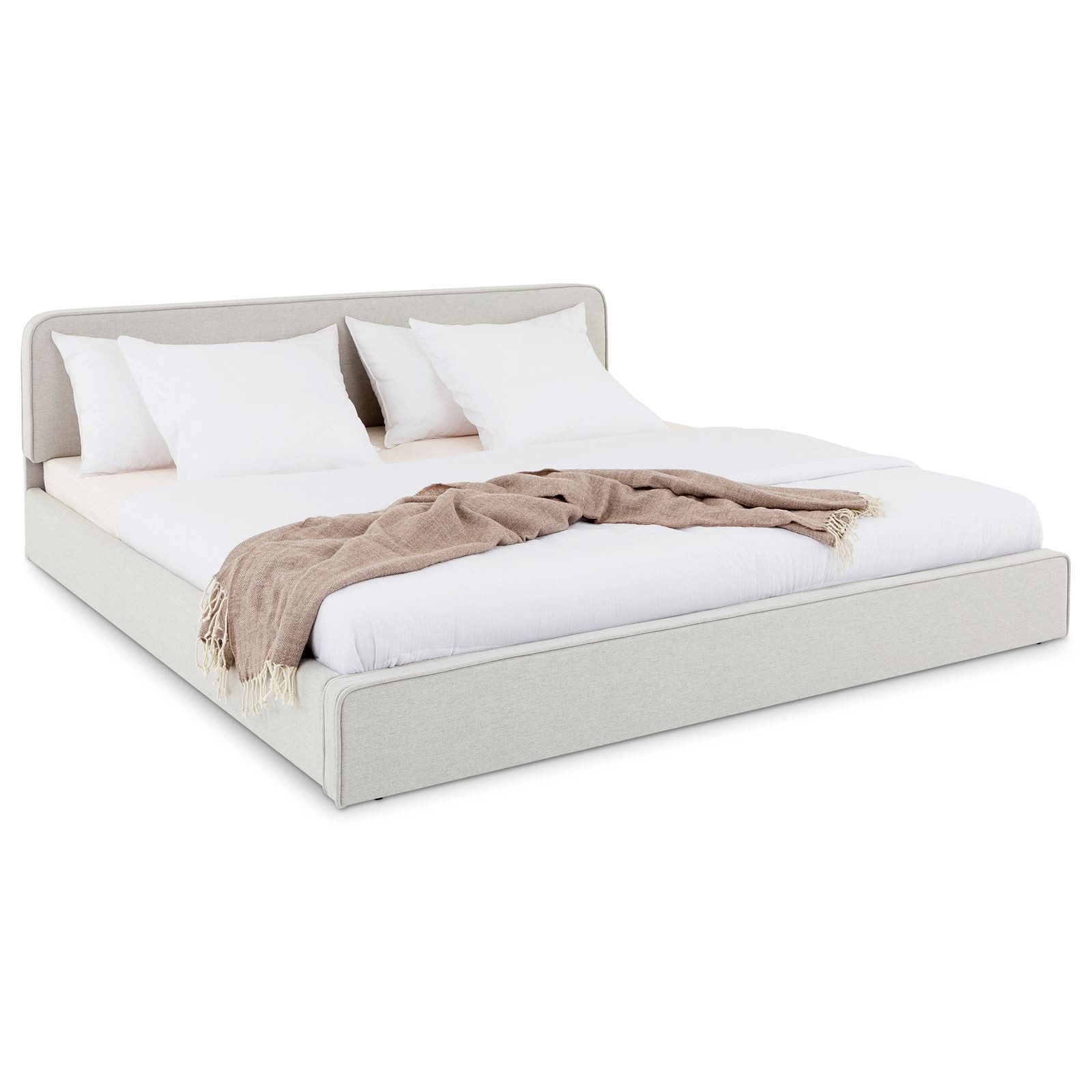 IDIMEX Polsterbett LATINI, Bett 160x200 cm mit Kopfteil höhenverstellbar und Lattenrost Hellgrau