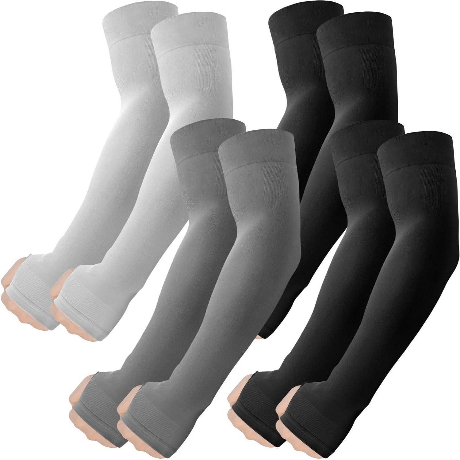 LuxusKollektion Armlinge Arm Sleeves mit Daumenloch 3er Pack Grau