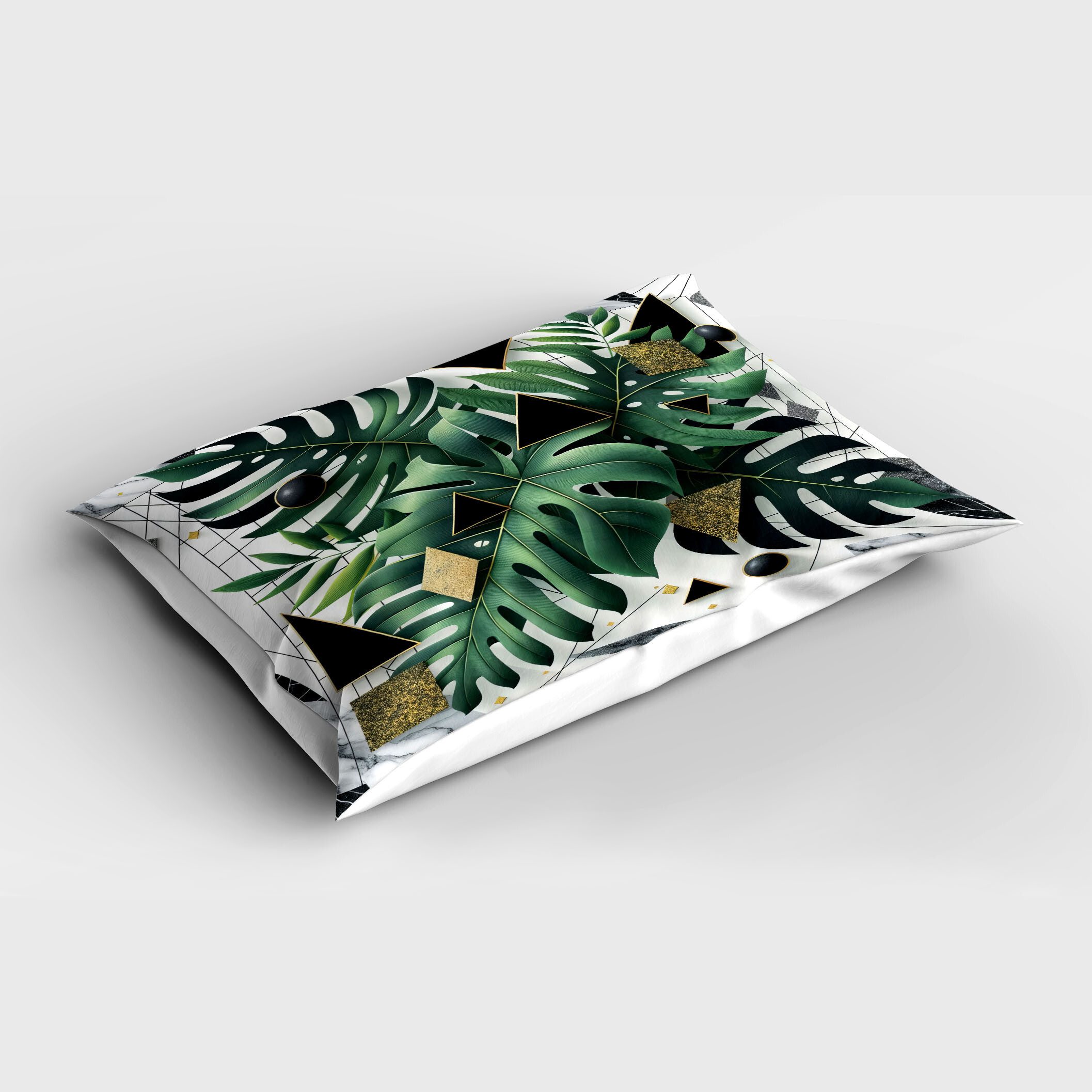 Kissenbezüge Dekorativer Standard Size Gedruckter Kopfkissenbezug, Abakuhaus (1 Stück), Monstera Marmor Abstrakt Grün Kalt