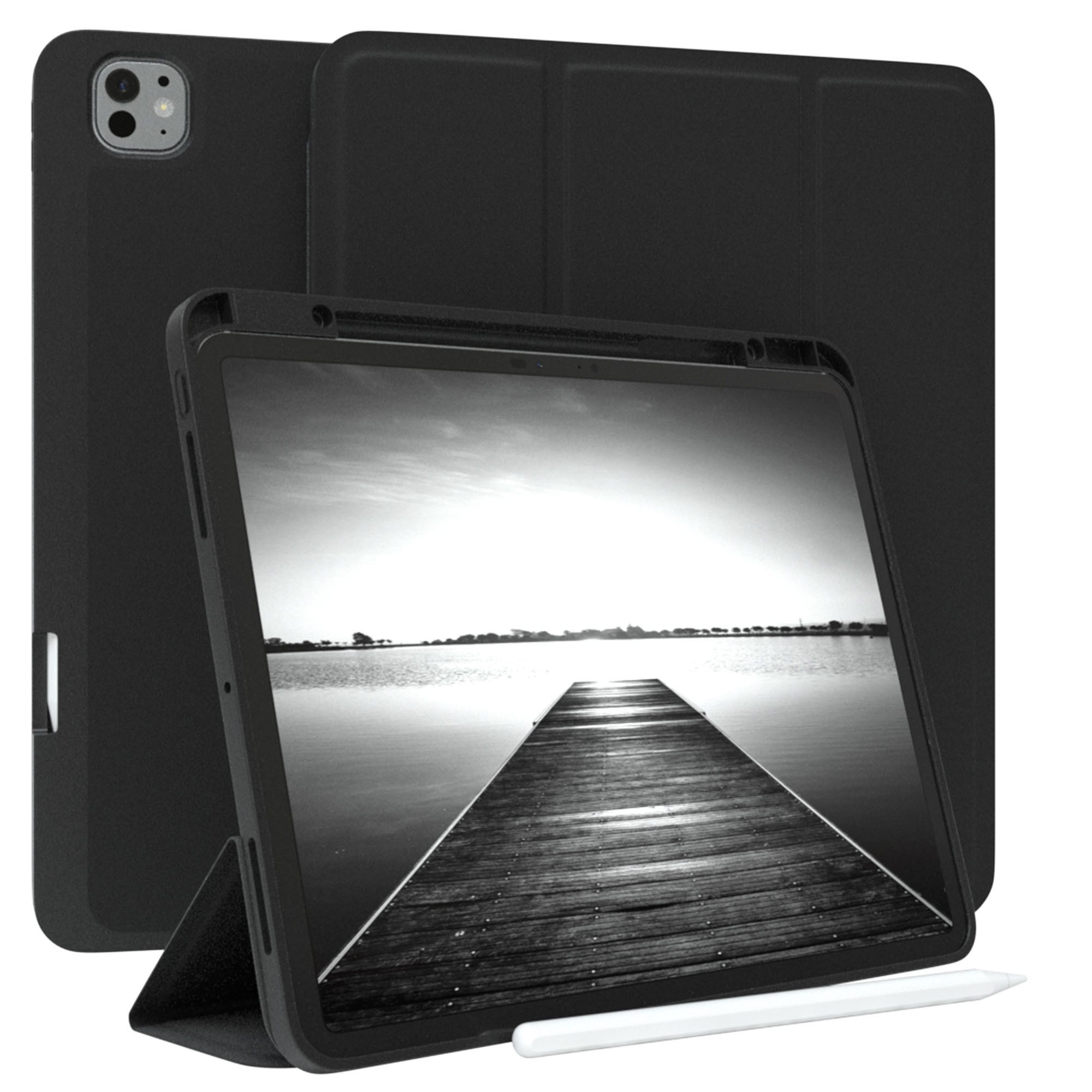EAZY CASE Tablet-Hülle Penholder Smartcase für Apple iPad Pro 13 (2025) 13 Zoll, Hülle Schutzhülle mit Sleep Wake Up Funktion Etui zum Klappen Schwarz