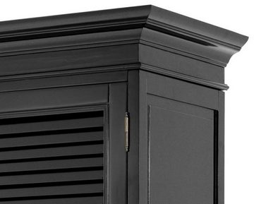 Casa Padrino Kleiderschrank Luxus Schlafzimmerschrank / Kleiderschrank mit 2 Türen und 2 Schubladen Schwarz 135 x 58 x H. 227 cm - Luxus Schlafzimmermöbel