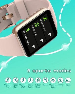 GRV für Damen Herren,Personalisiertem,Stoppuhr,IP68 Wasserdicht Smartwatch (1,4 Zoll, Android iOS), mit SpO2,HerzfrequenzmessungSchrittzähler,Schlafmonitor9 Trainingsmodi