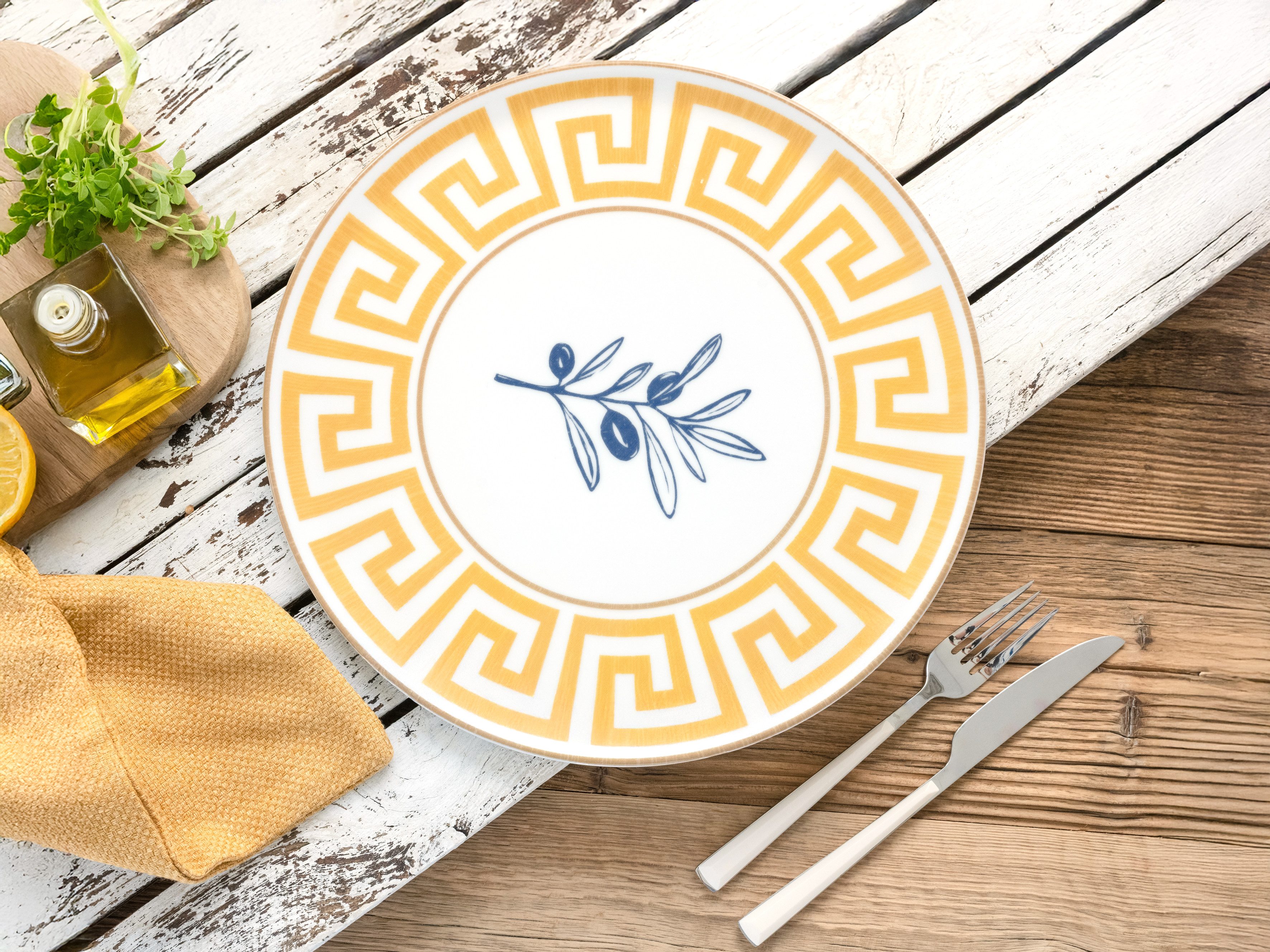 CreaTable Pizzateller Gourmet Athena, Teller Set, 4-tlg., (4 St), Griechische Eleganz, Vielseitig einsetzbar