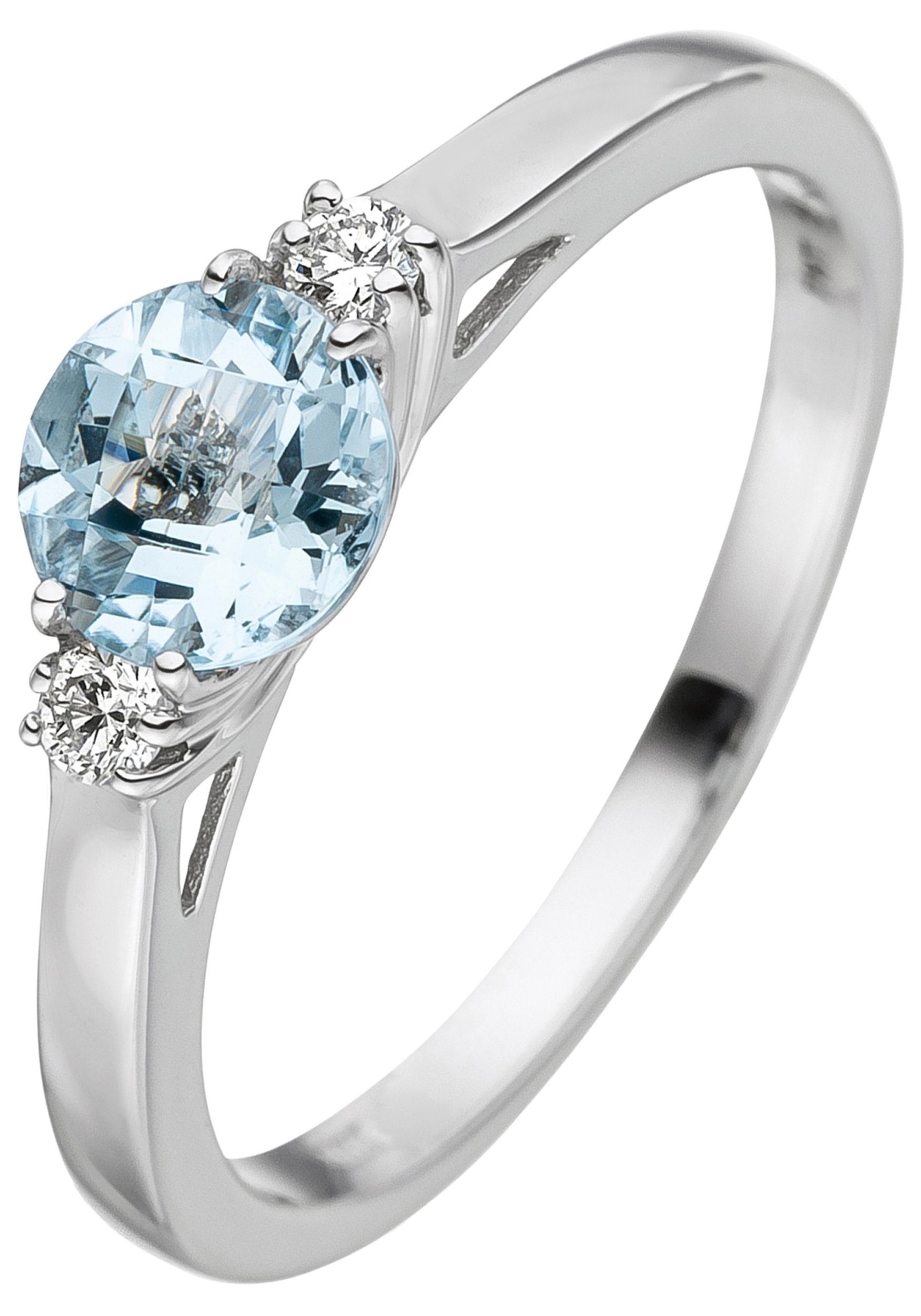 JOBO Diamantring, 585 Weißgold mit Aquamarin und 2 Diamanten günstig online kaufen