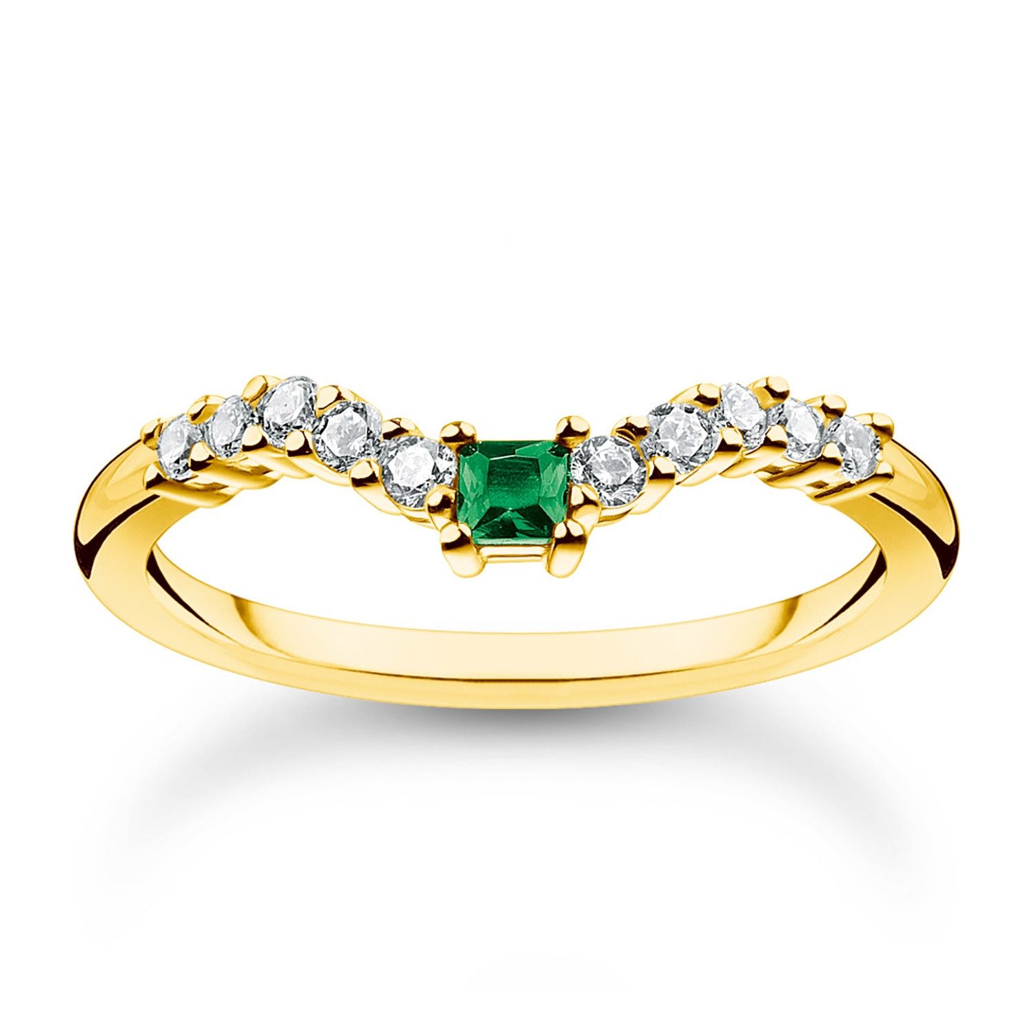 THOMAS SABO Silberring Damen-Grüner Vergoldet