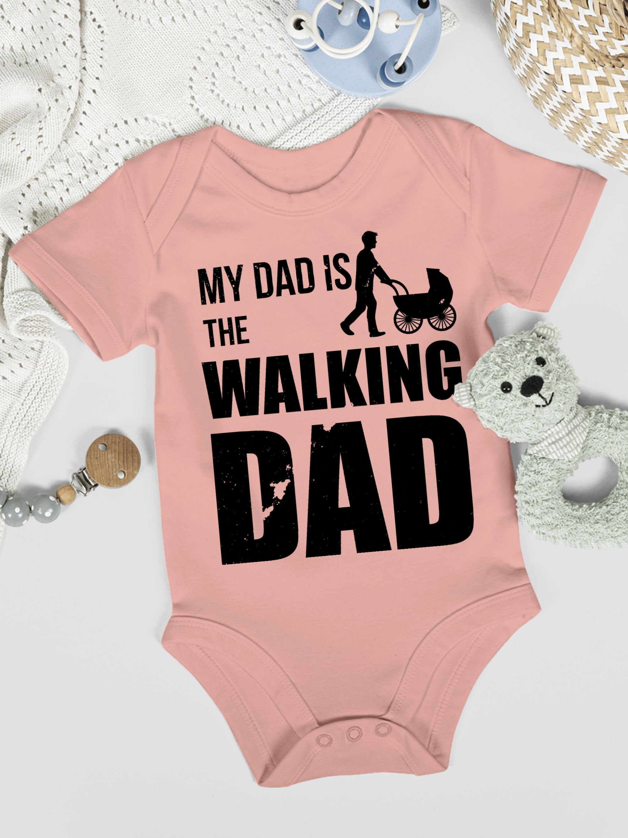 Shirtracer Shirtbody My the 2 Baby Babyrosa Vatertag is Dad Geschenk Dad Walking