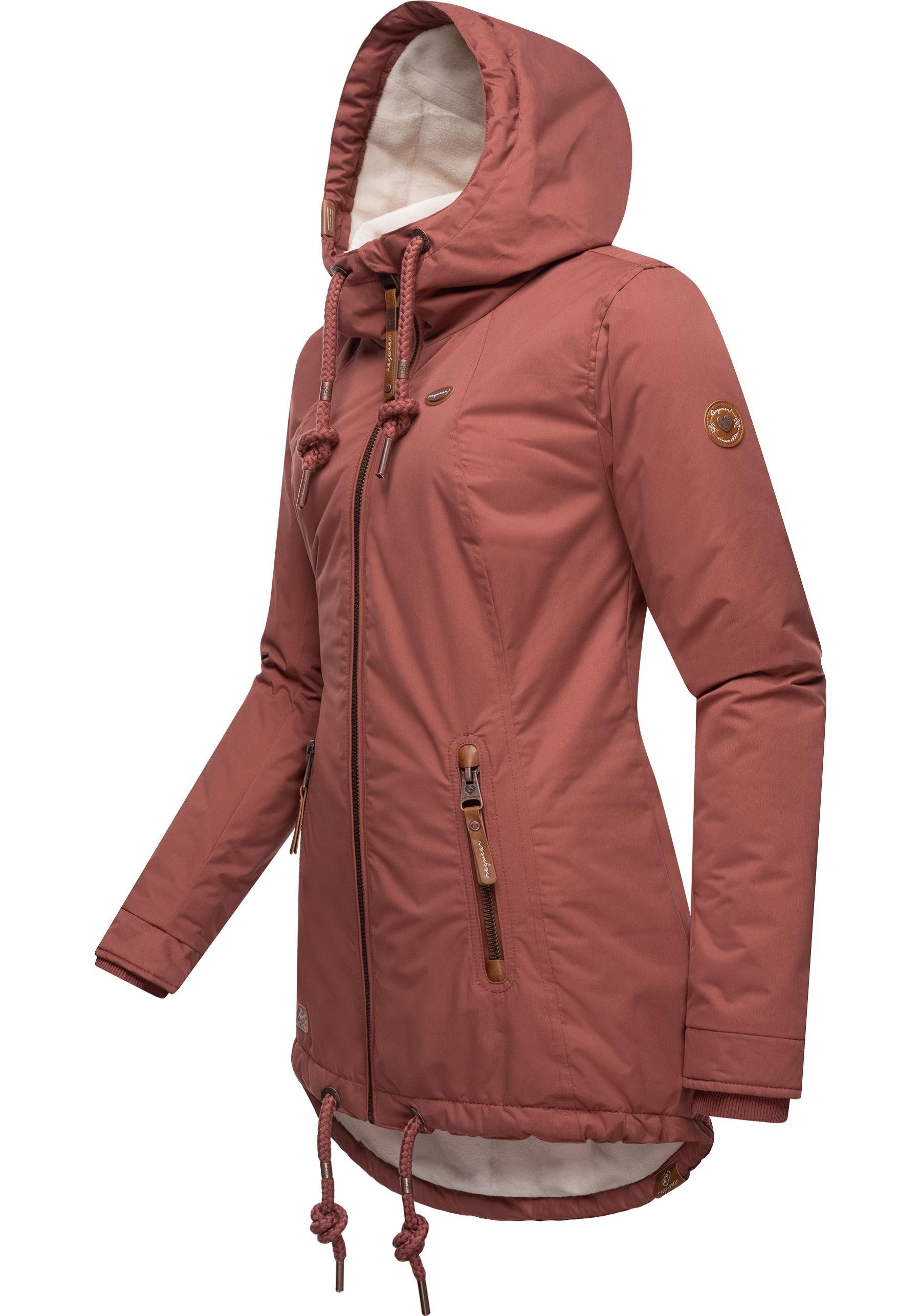 Ragwear Winterjacke Zuzka Winter Wasserdichter Winterparka mit Teddyfleece Innenfutter