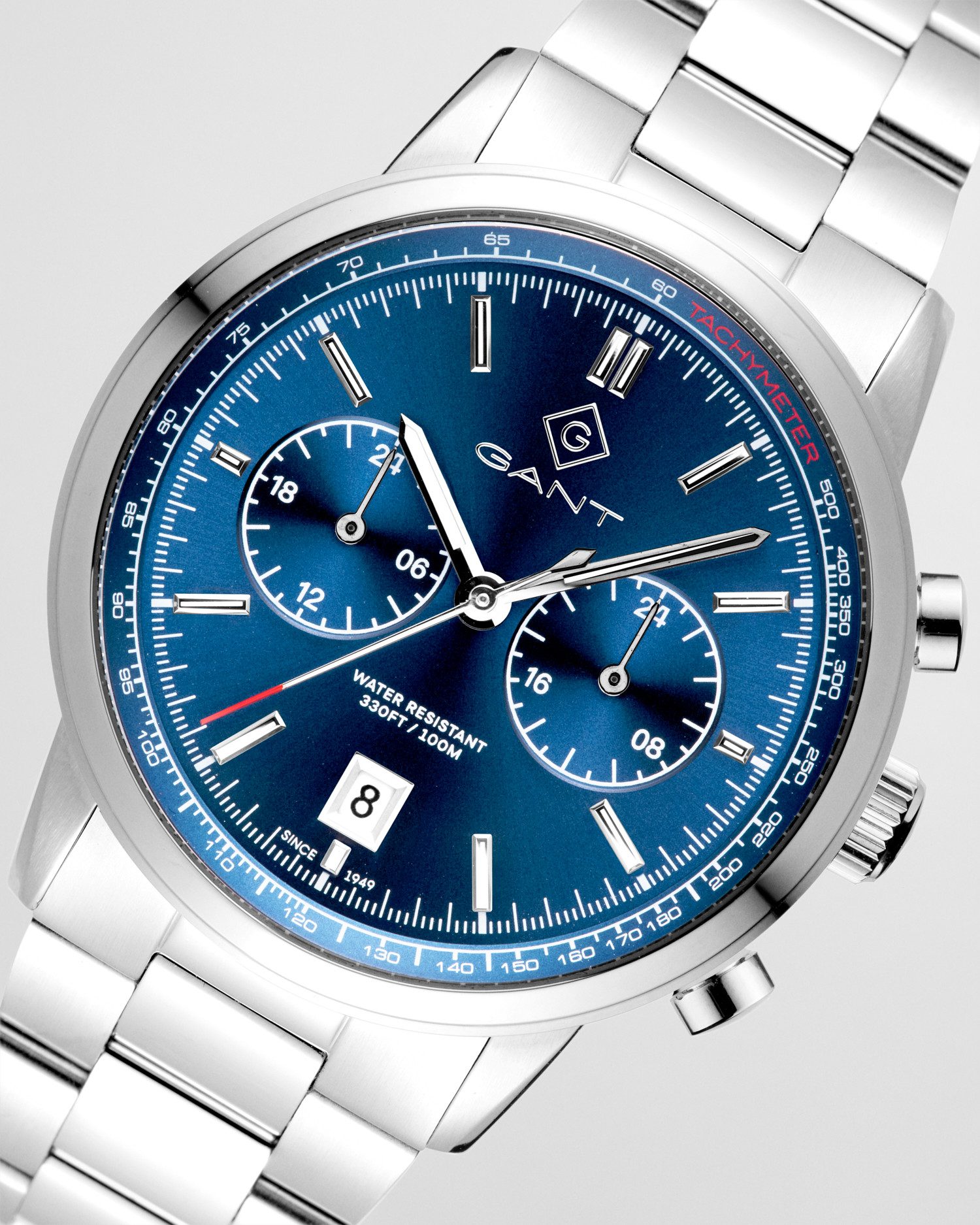 Gant Quarzuhr Bergamo G196002, Armbanduhr, Herrenuhr, Edelstahlarmband, analog, Tag, Dualzeit