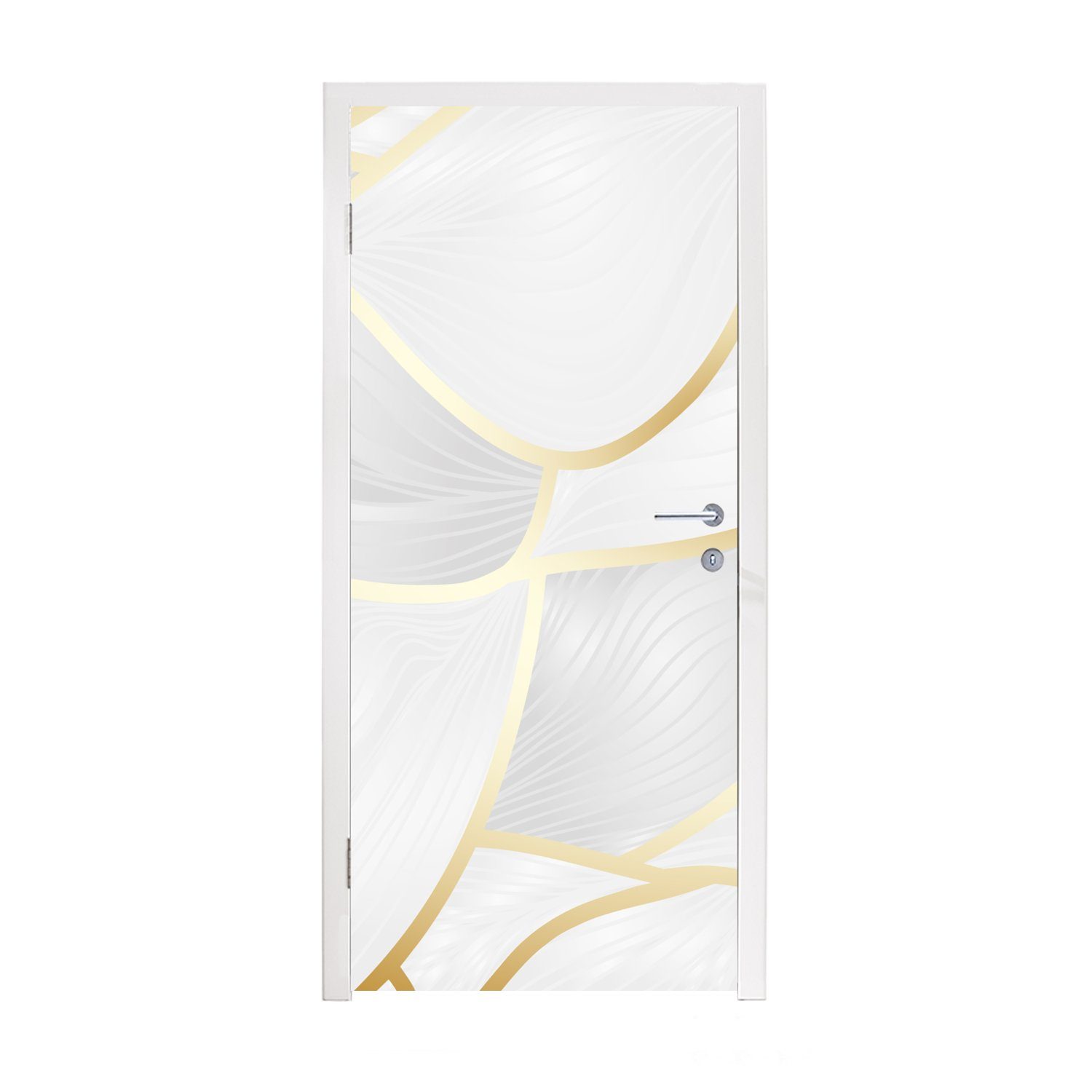 MuchoWow Türtapete Abstraktes Muster mit goldenen Linien, Matt, bedruckt, (1 St), Fototapete für Tür, Türaufkleber, 75x205 cm