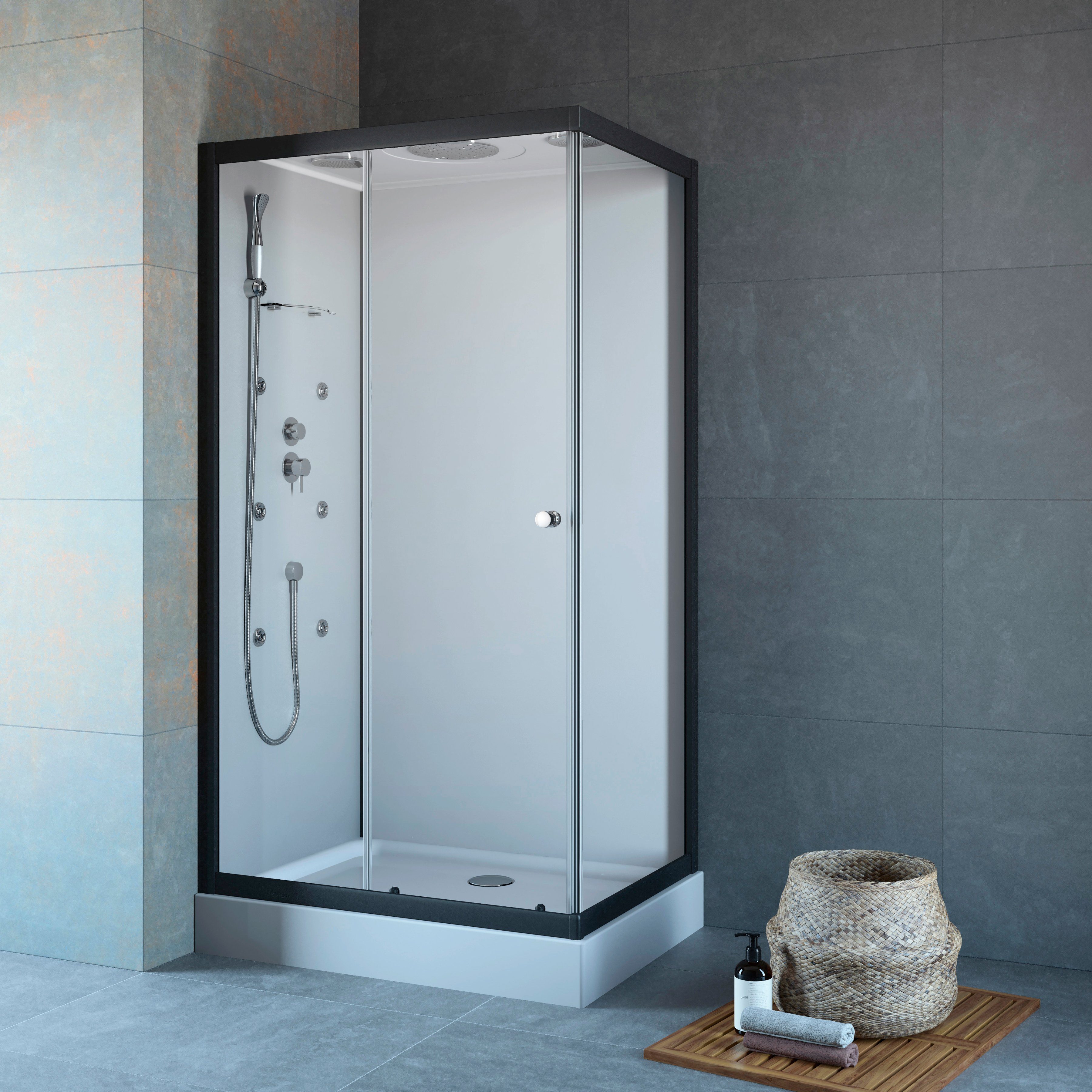 maw by GEO Komplettdusche A-FDMES, BxT: 80x110 cm, Einscheibensicherheitsglas, mit Massagefunktion