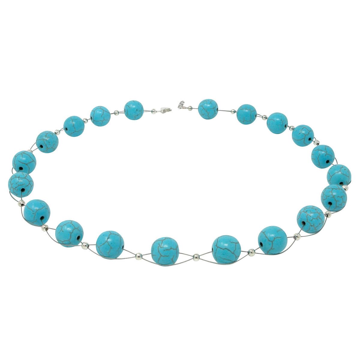 Schmuck Krone Collier Damen Kette aus Türkis Howlith, Silber 925