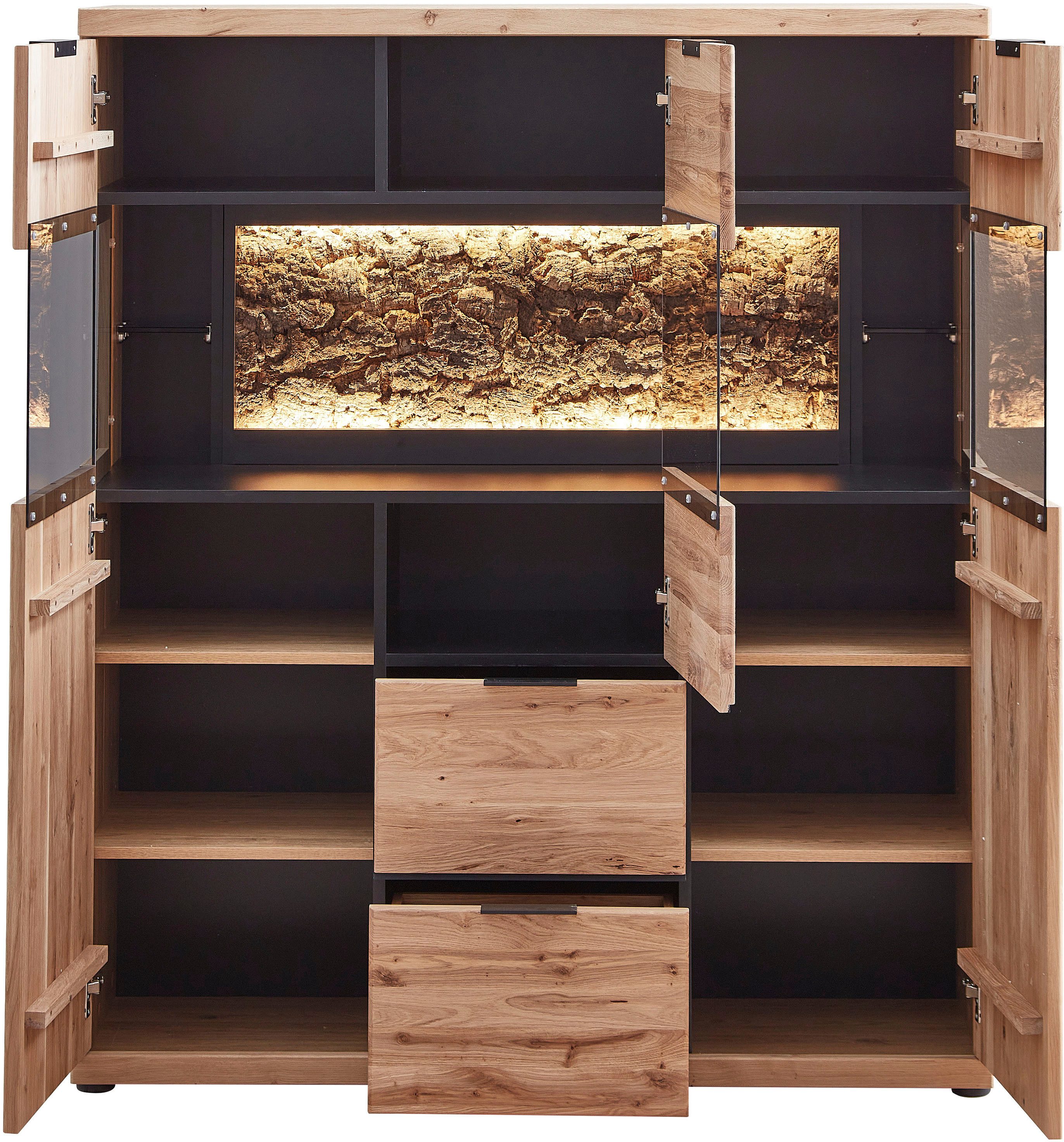 Innostyle Highboard Donna Highboard, 122x144x42 (BxHxT) (1 St), Beleuchtung optional bestellbar, 3 türig, 2 Schubkasten, Softclose