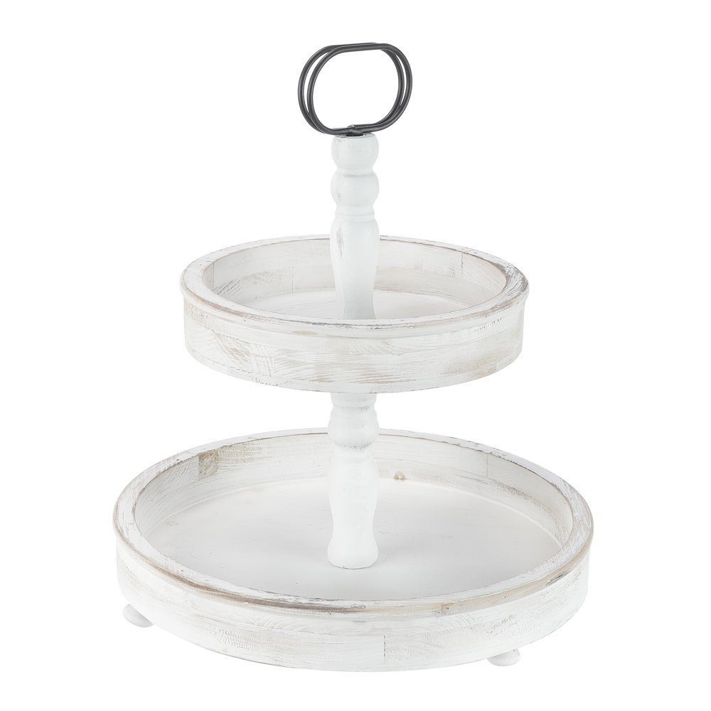 Mucola Etagere Etagere 2 Stöckig Servierplatte Standetagere Vintage Kuchenstand, Massivholz, (Stück, 1 Etagere), Massivholz – Bild 5 von 5