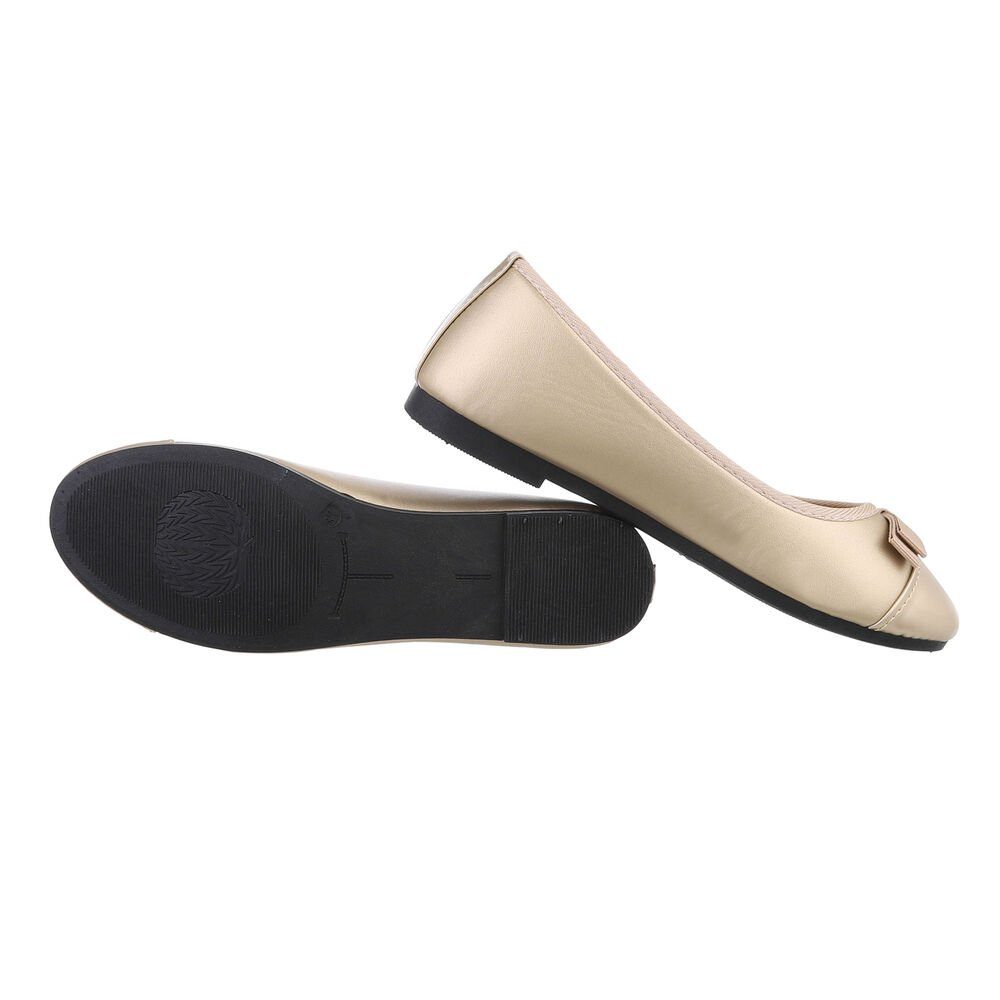 Ital-Design Damen Freizeit Ballerina (85894240) Blockabsatz Klassische Ballerinas in Gold