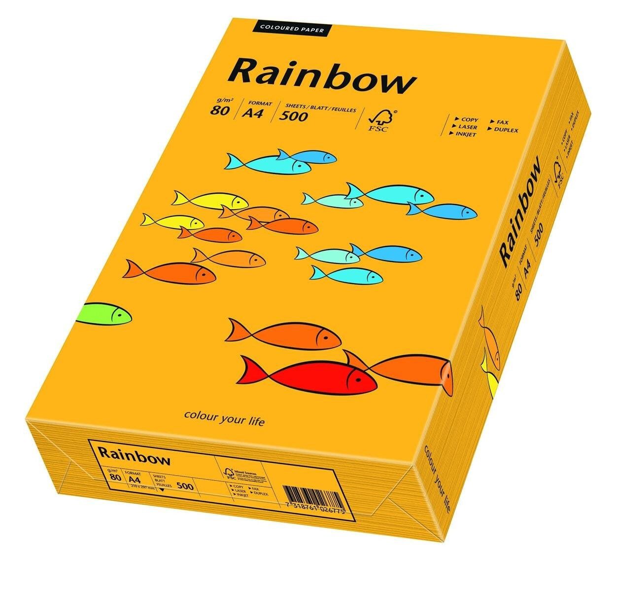 PAPYRUS Drucker- und Kopierpapier PAPYRUS Multifunktionspapier Rainbow A4 mittelorange