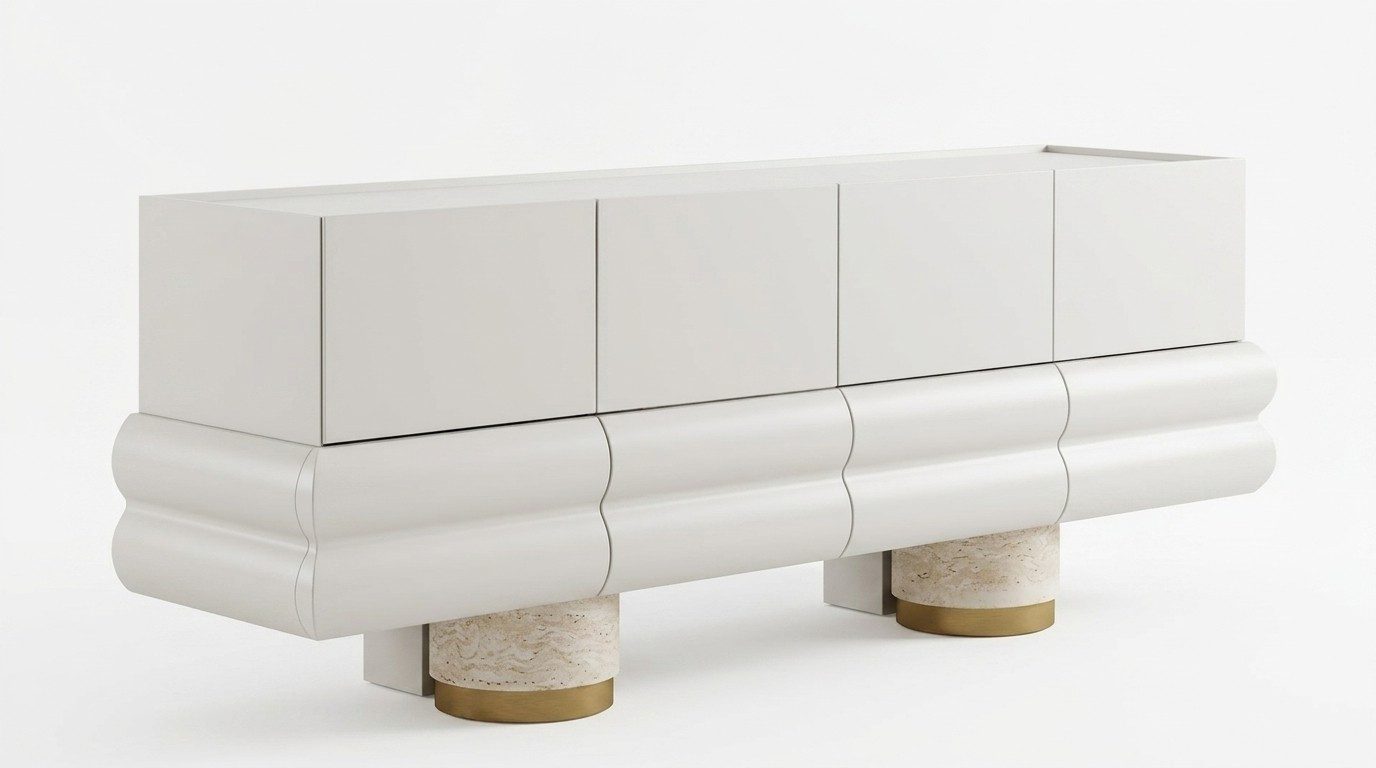 Xlmoebel Sideboard Modern Konsole Kommode 218cm Anrichte Sideboard Beige Holz (1 St., 1-tlg)