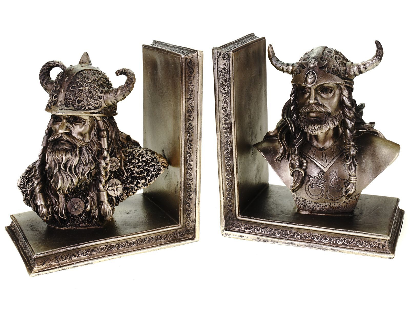 Vogler Dekofigur 2er Set Buchstützen Wikinger Germanen Figur Bookholder Vikings