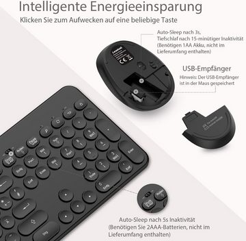 LeadsaiL Leise-Klick Tastatur- und Maus-Set, QWERTZ kabellose Freiheit,Stiller Produktivität,Langfristiger Leistung
