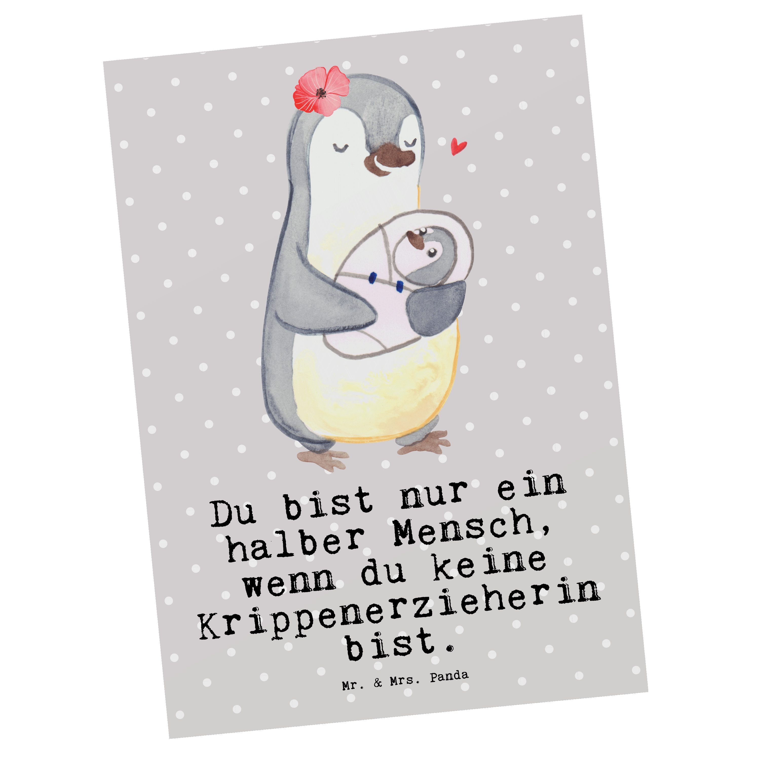 Grau Mrs. Pädagogin, Mr. Postkarte Panda Krippenerzieherin Pastell Einl Herz & Geschenk, - mit -