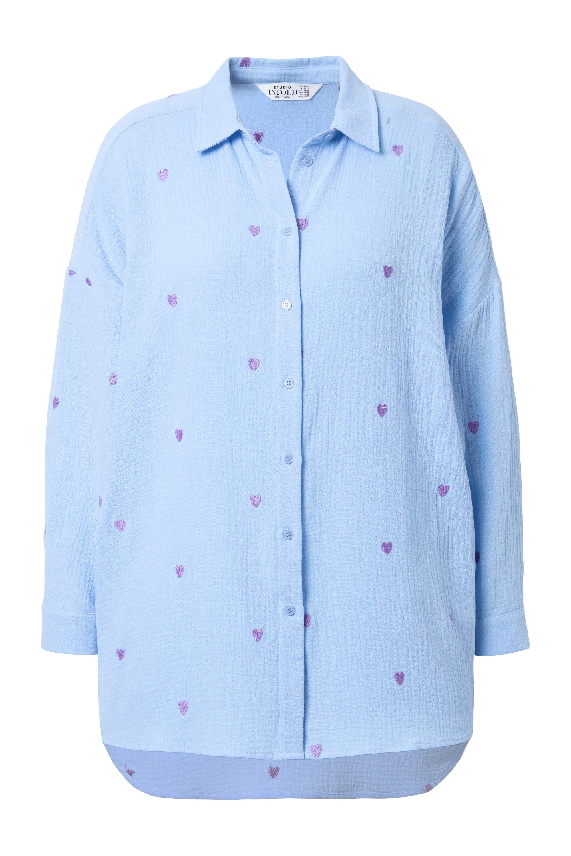 Studio Untold Hemdbluse Hemdbluse oversized Musselin Hearts-Stickerei günstig online kaufen