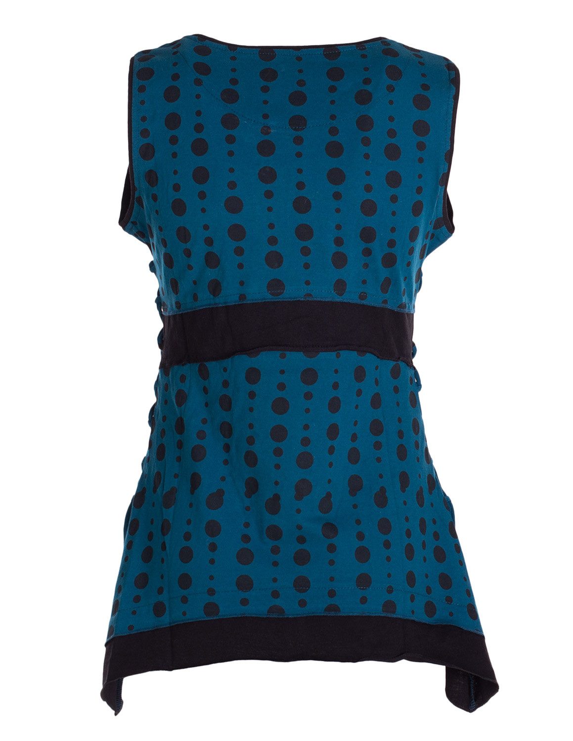 Vishes Shirttop Damen Sommer-Top Zipfel-Top Punkte T-Shirt mit Bändern zum Schnüren Hippie, Goa, Guru Style