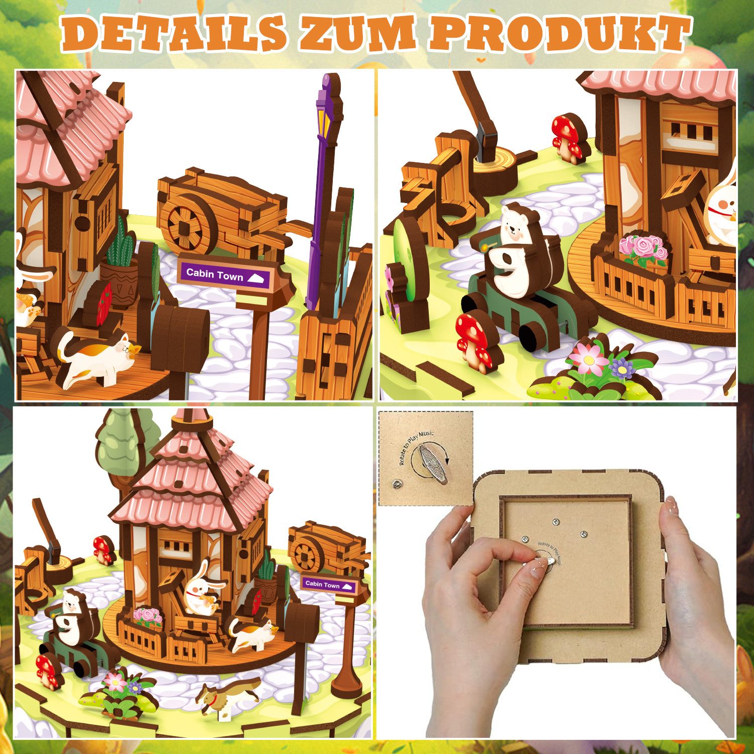 Esun 3D-Puzzle 3D Holz Musikbox und Musik Holzpuzzle Modellbausatz für Erwachsene, 99 Puzzleteile, DIY Modellbau, Basteln, Wohnkultur, Geschenk