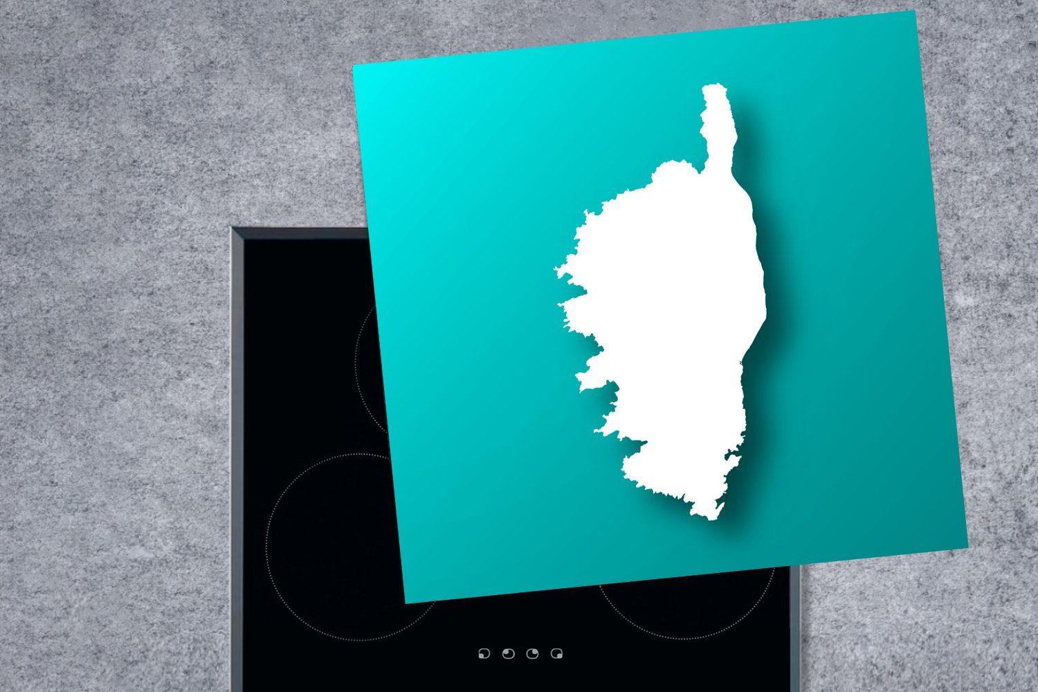 Arbeitsplatte 78x78 cm, für MuchoWow Karte küche Vinyl, tlg), von Ceranfeldabdeckung, Korsika, (1 Herdblende-/Abdeckplatte Weiße