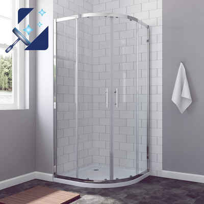 AQUABATOS Runddusche Duschkabine Eckeinstieg 80x80x195cm 90x90x195 cm, BxT: 80x80 cm, Einscheibensicherheitsglas (ESG), Runddusche Viertelkreis Eckdusche Schiebetüren Duschtür Duschabtrennung Dusche Glas Glastür Nano Beschichtung, Chromoptik, Sicherheitsglas, Echtglas, mit großem Verstellbereich