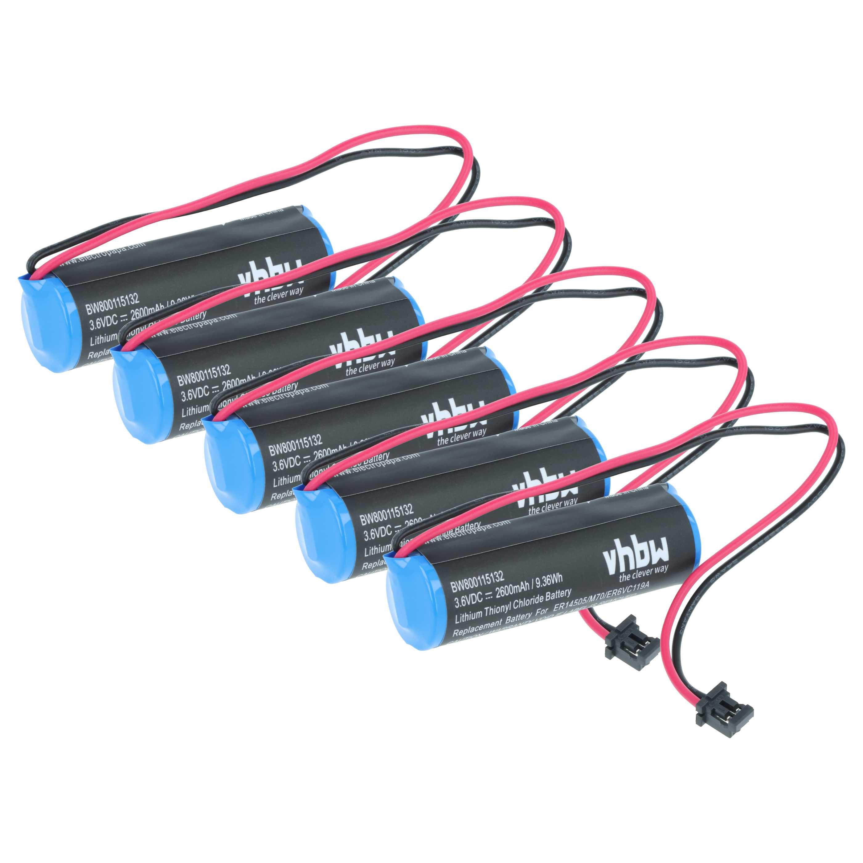 vhbw Batterie kompatibel mit Mitsubishi M70, MR-J3 Batterie, 5x Leistungsfähige Ersatz-Batterie für CNC Verstärker