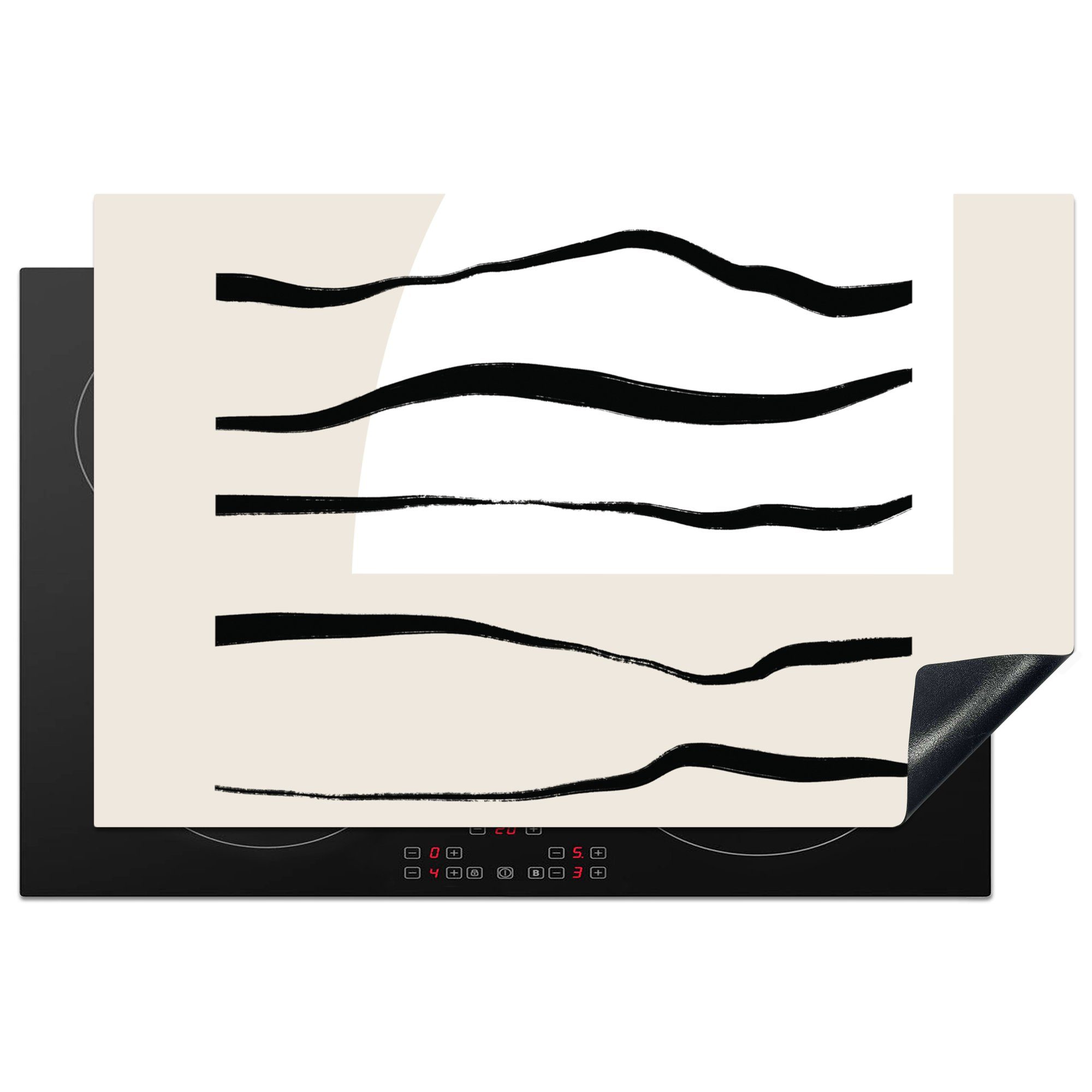 MuchoWow Herdblende-/Abdeckplatte Abstrakt - Linie - Pastell, Vinyl, (1 tlg), 81x52 cm, Induktionskochfeld Schutz für die küche, Ceranfeldabdeckung