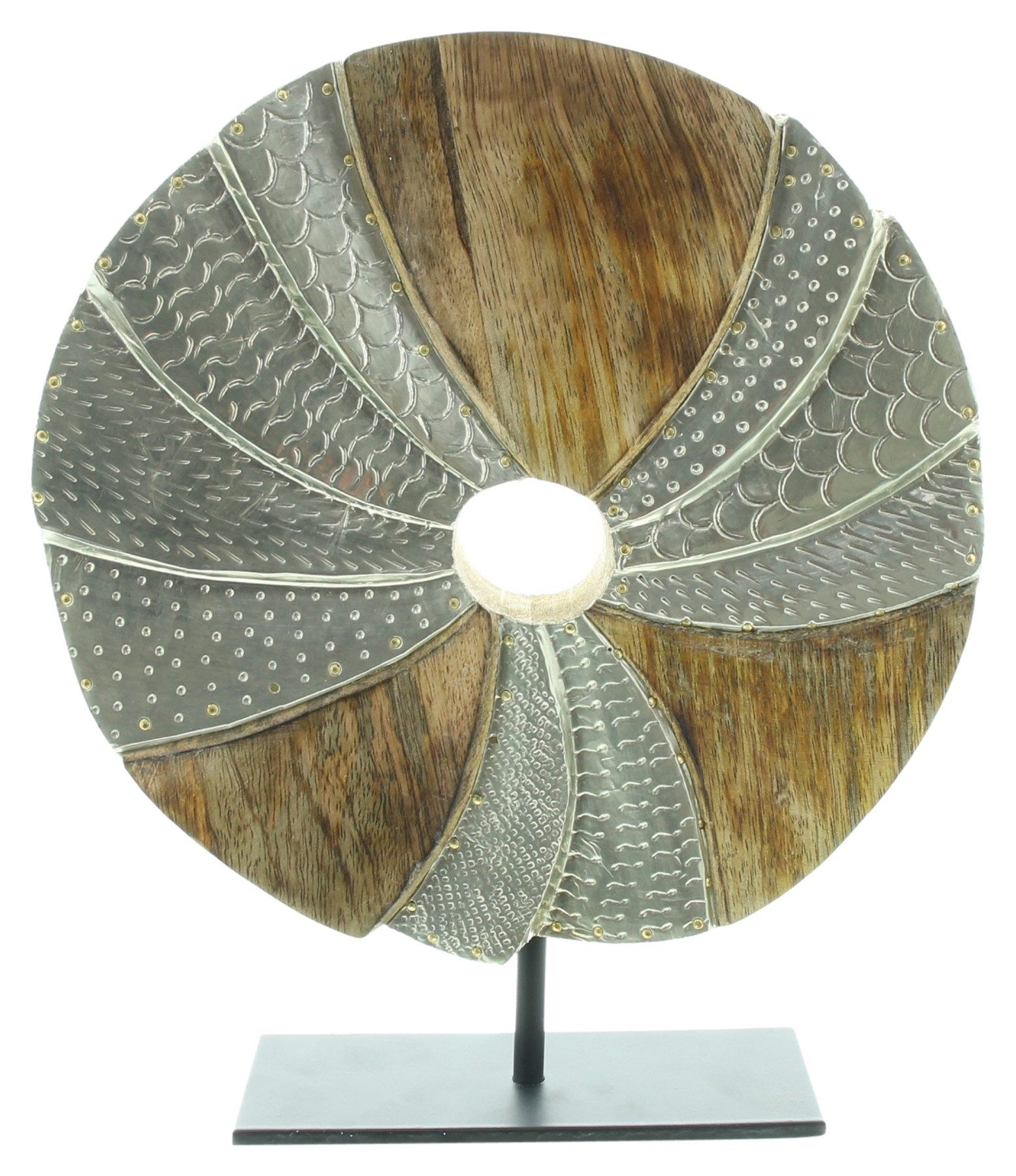 Dekoleidenschaft Skulptur "Circle" aus Mangoholz und Aluminium in silber, Ø günstig online kaufen