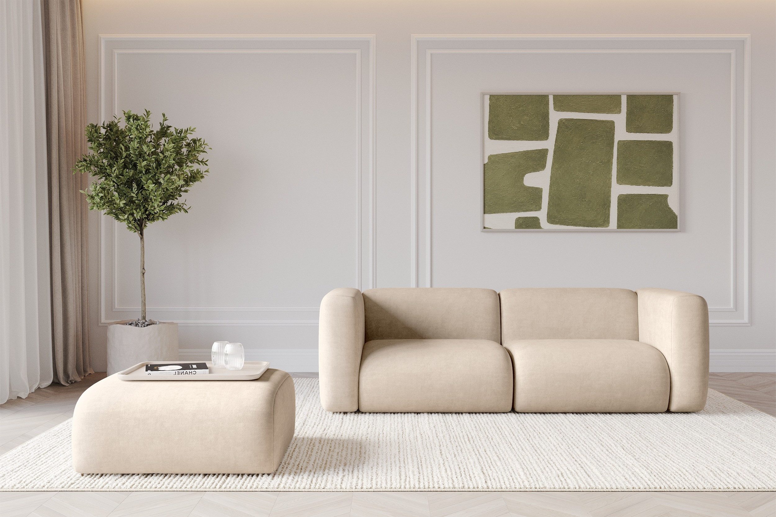 ALTDECOR Pouf MIRA-PUF (Pouf Sitzsack-Hocker modularer), Indoor Poufs Sitzhocker Fußhocker Wohnzimmer 91x89x40
