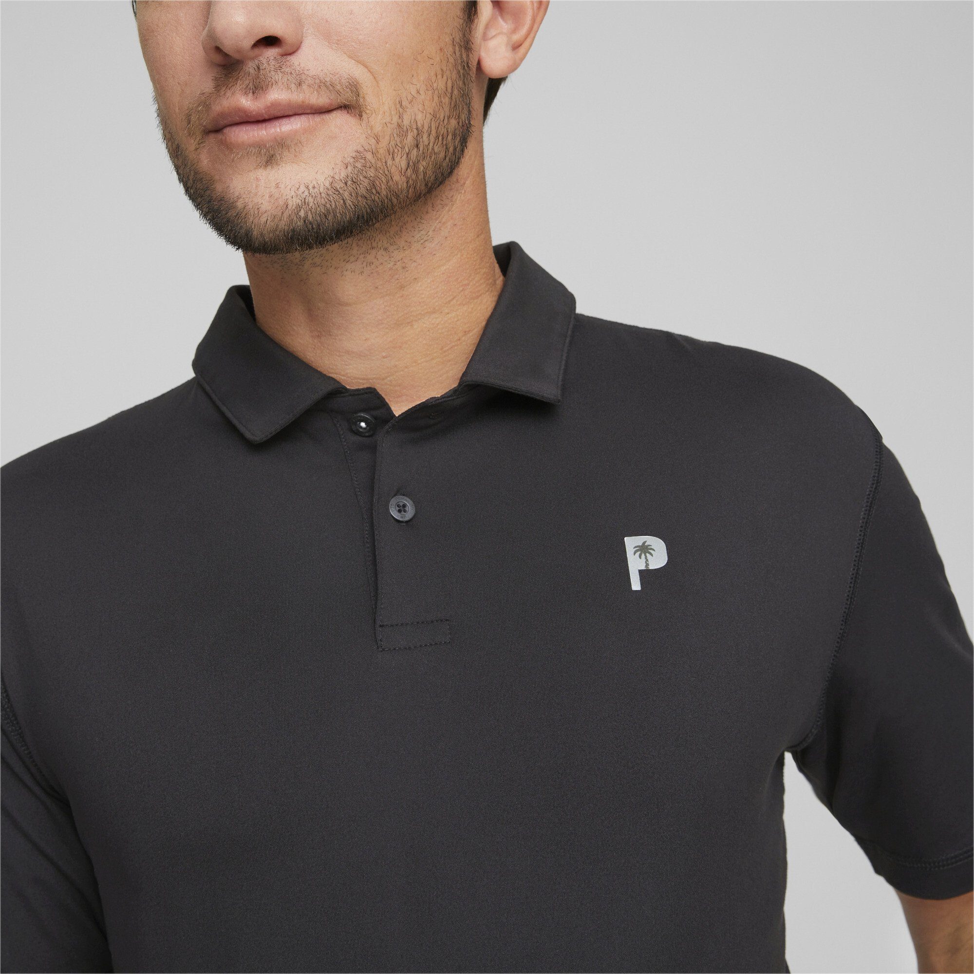 PUMA Golf-Poloshirt x Black Poloshirt PUMA CREW PALM Herren TREE