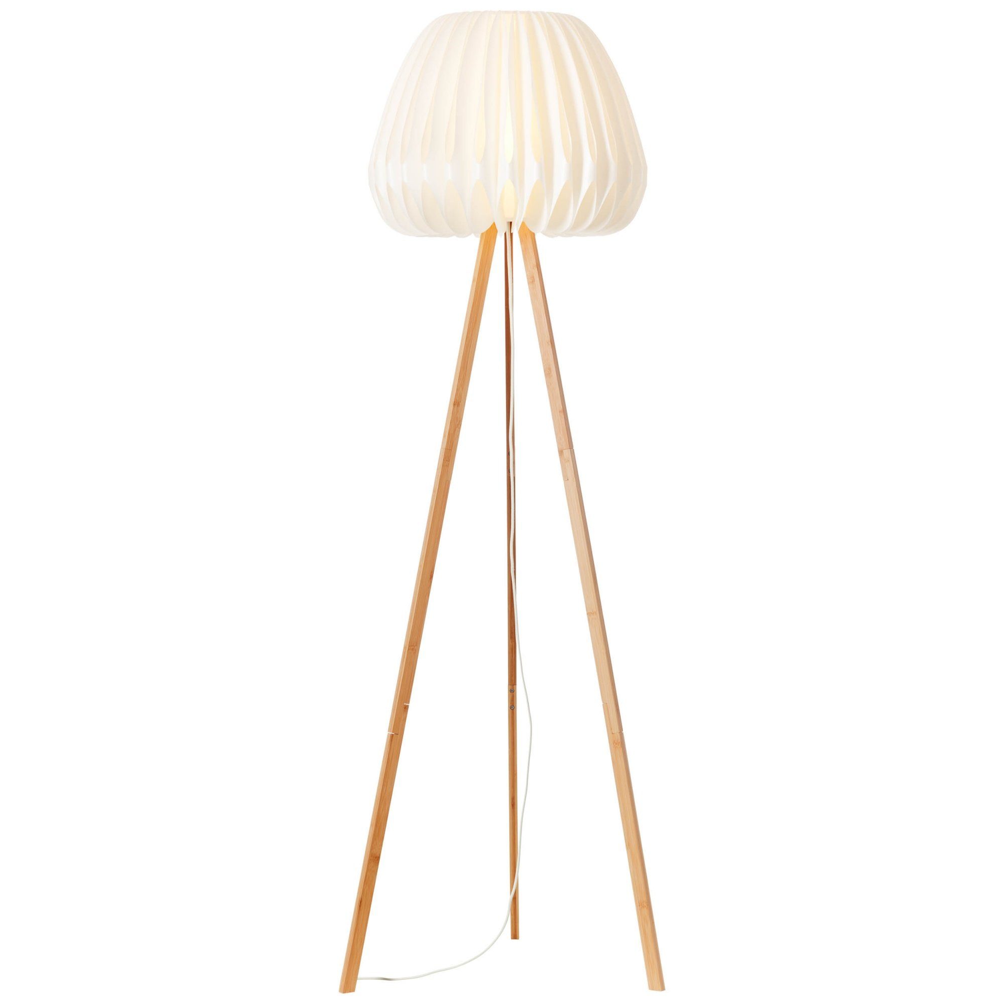 Lampe, Lightbox x 62 Stehlampe, Dreibein 155 ohne E27, natur/weiß cm, Bambus/Kunststoff, Leuchtmittel,