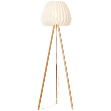 Lightbox Stehlampe, ohne Leuchtmittel, Dreibein Lampe, 155 x 62 cm, E27, Bambus/Kunststoff, natur/weiß
