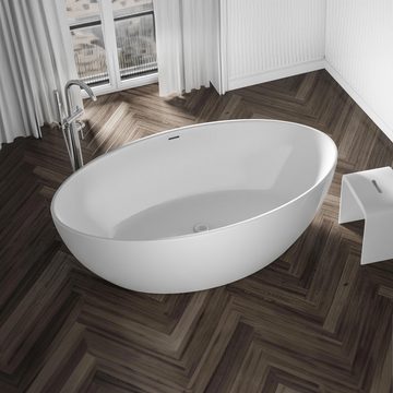 Bernstein Badewanne DESTINO, (modernes Design / Acrylwanne / Sanitäracryl / großer Innenraum), freistehende Wanne / Weiß Glänzend / 175 cm x 100 cm / Acryl / Oval