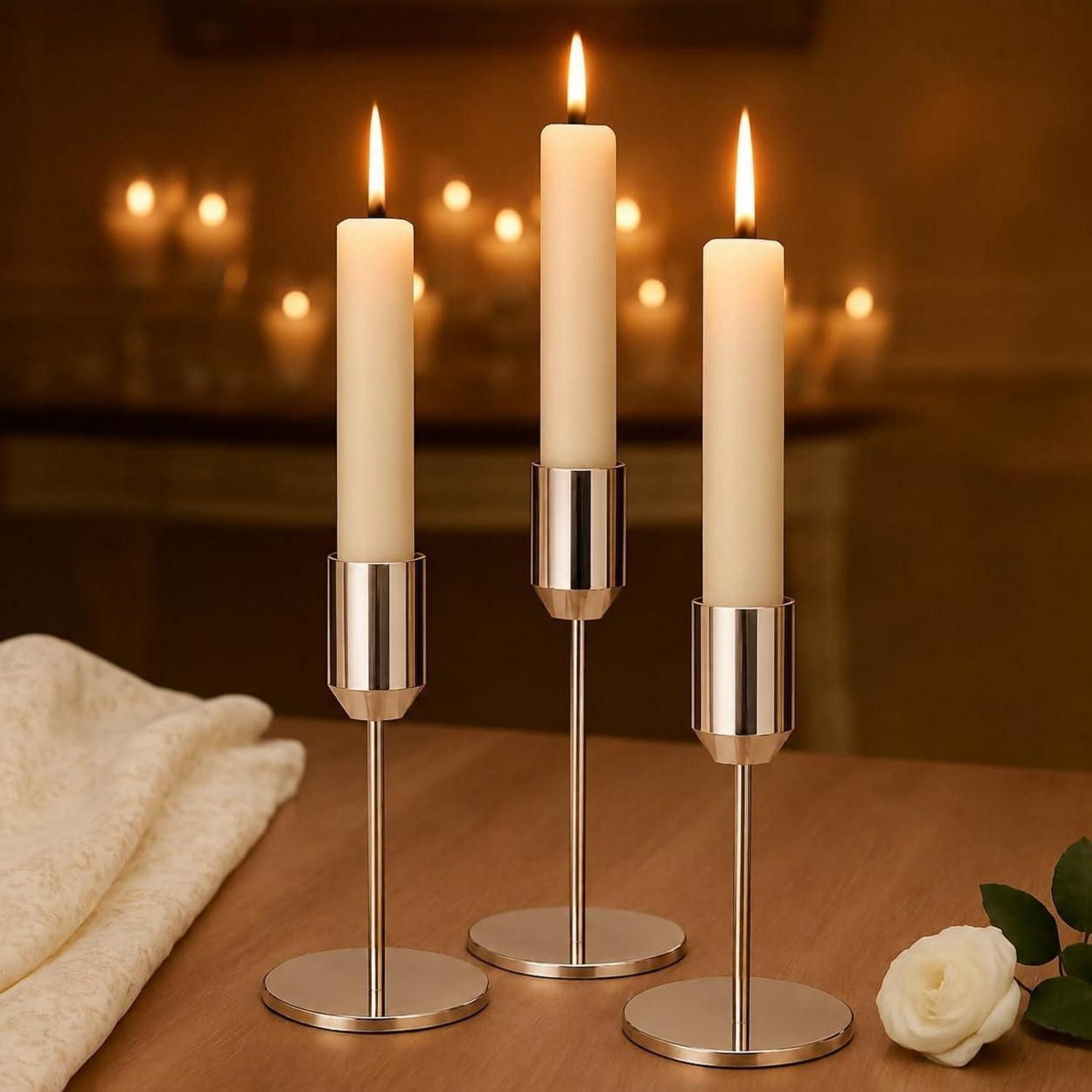 LuxusKollektion Kerzenständer 3er Set Goldene Kerzenständer Metall Vintage (3 St)