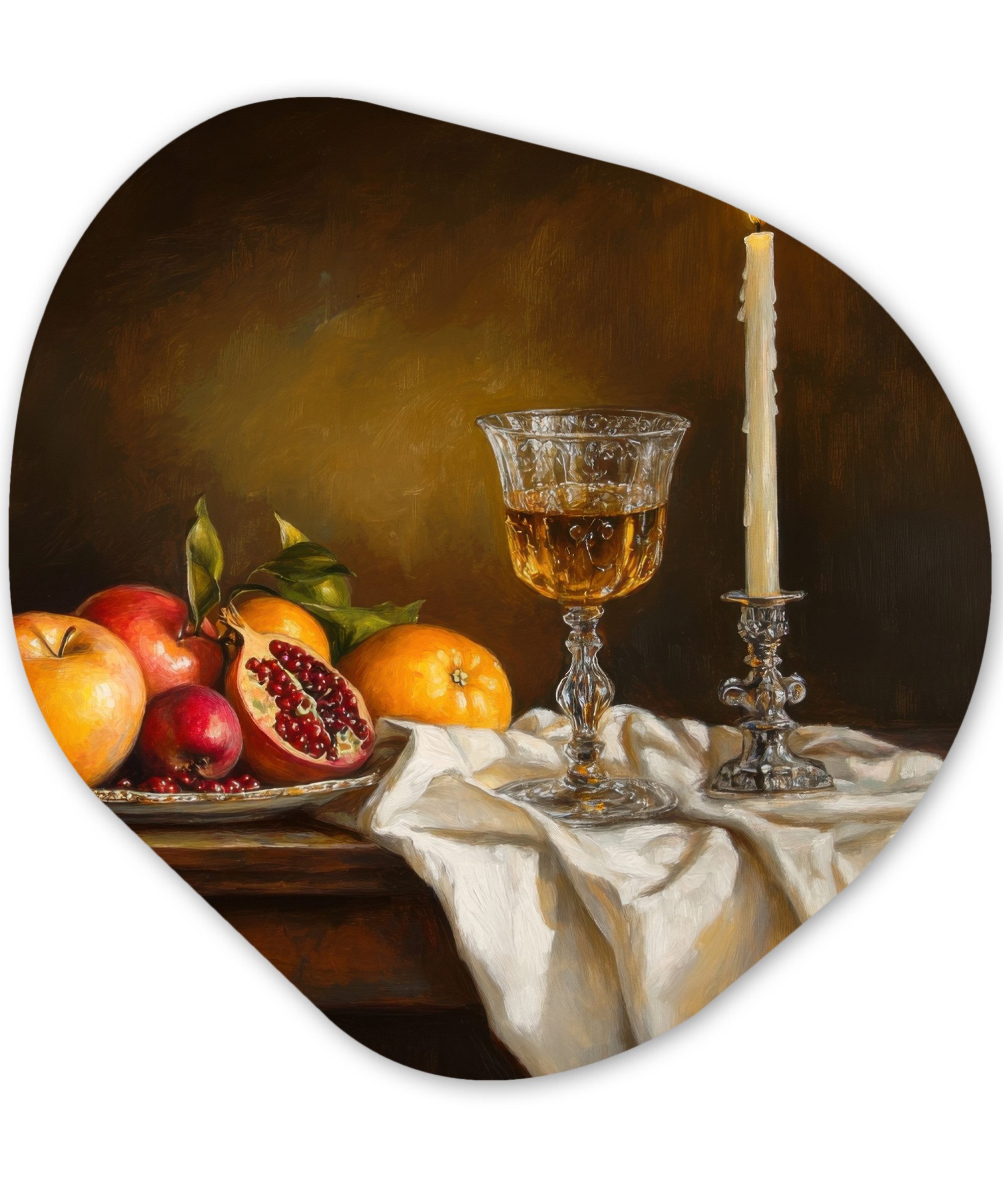 MuchoWow Gemälde Obst - Stilleben - Wein - Kerze, Fotodruck (1 St), Wandbild Abstrakt, Wohnzimmer Schlafzimmer Wanddekoration, 40x40 cm