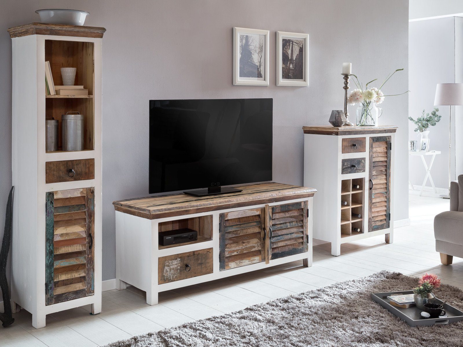 massivum Highboard Perth, Schmaker Wandschrank Landhausstil (1 St)