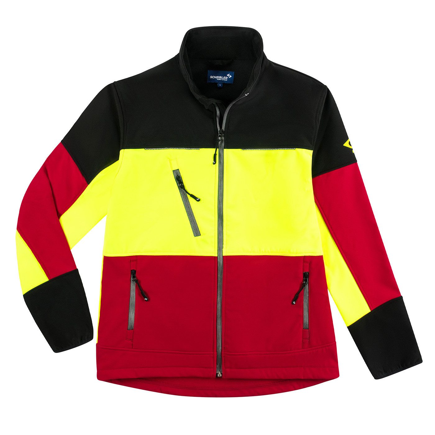Arbeitsjacke Woodcreek Softshelljacke 080 rot/schwarz/gelb