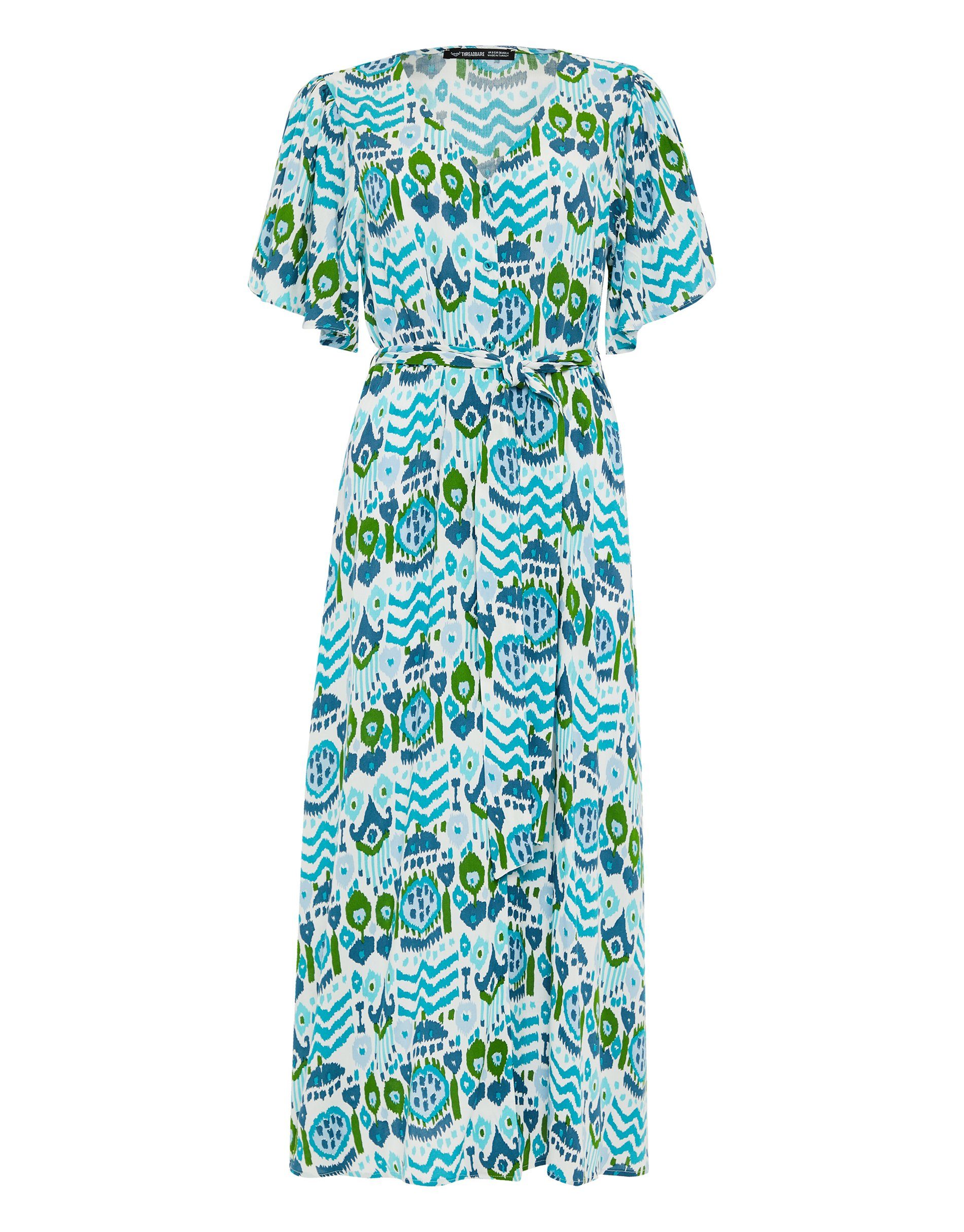 Threadbare Sommerkleid THB Pastill Button Midi Blue blau - Fruit Dress