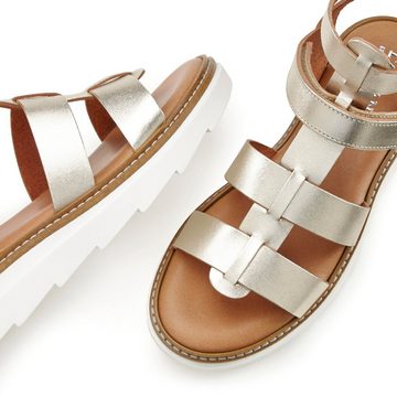 LASCANA Sandale Sandalette, Sommerschuh aus Leder mit leichter Plateausohle