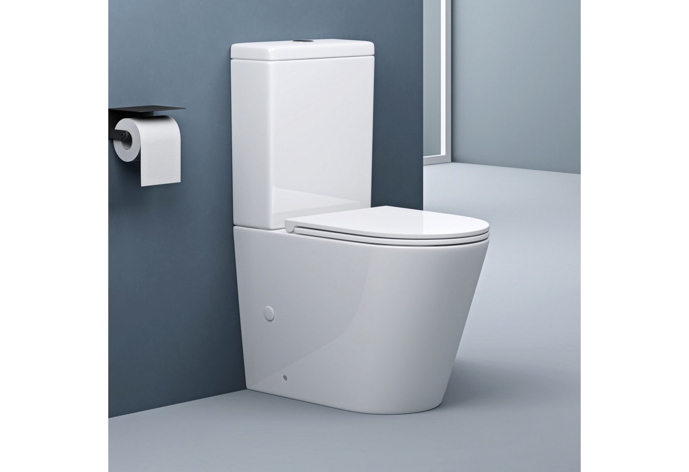Thumbnail - doporro Tiefspül-WC Stand-WC bodenstehend Design Toilette Silent-Close spülrandlose, Wandmontage