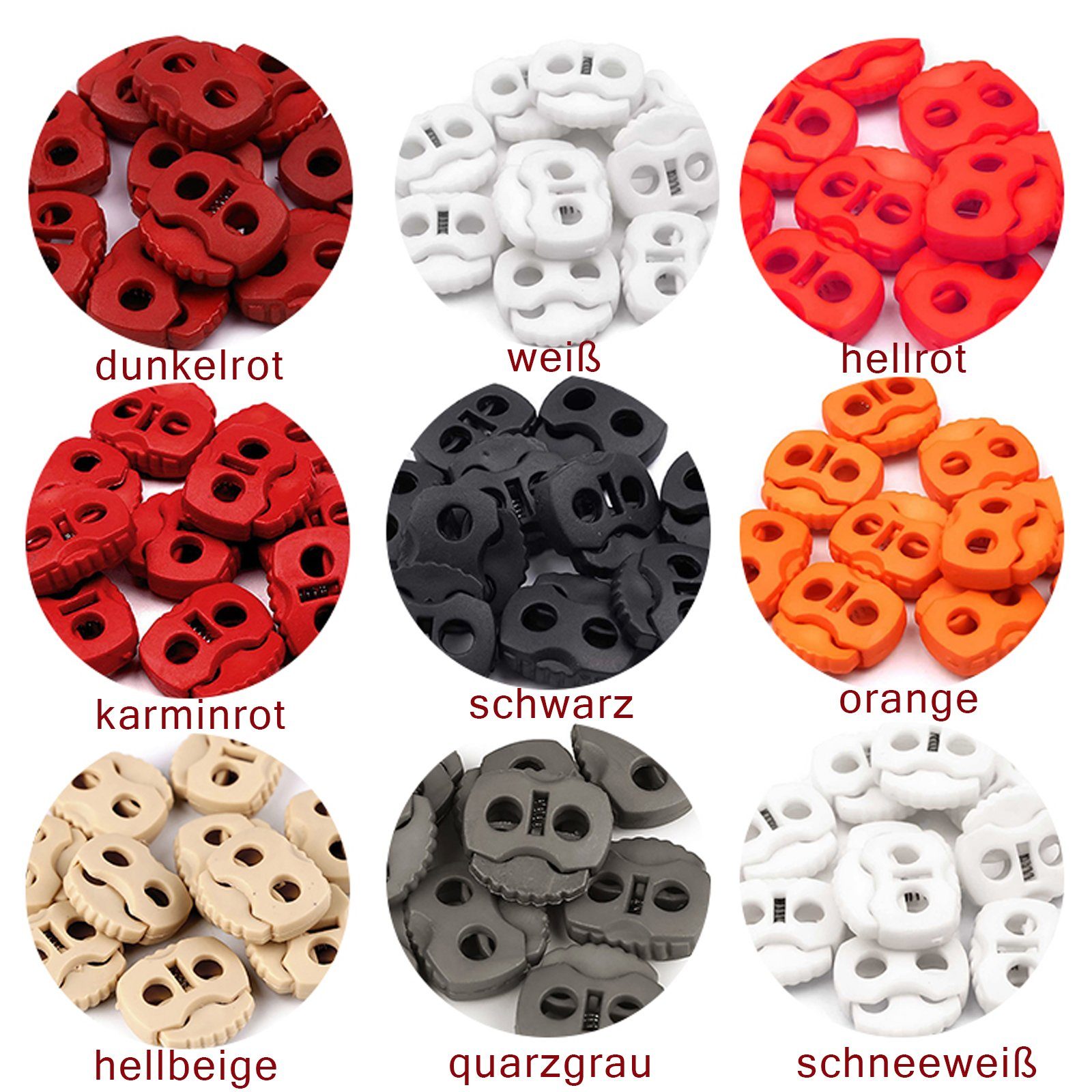 maDDma 10 Kordelstopper mit zwei Löchern 20x20mm, Durchzug 5mm Gurtstecker – Bild 5 von 5
