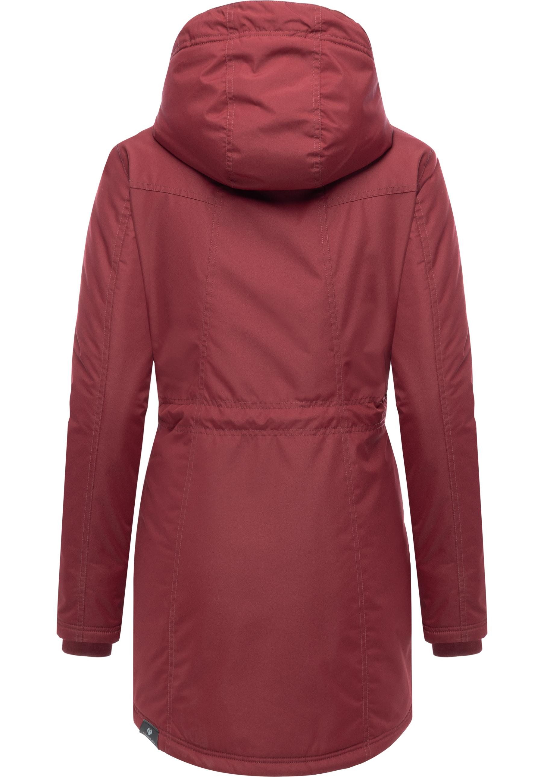Ragwear Wintermantel Elsien wasserdichter Winterparka mit Teddyfell-Futter