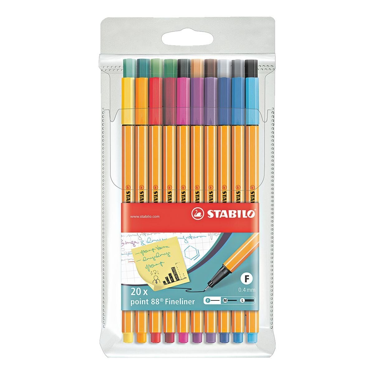 STABILO Fineliner point 88® Kreativ, (20-tlg), Lineal- und schablonengeeignet