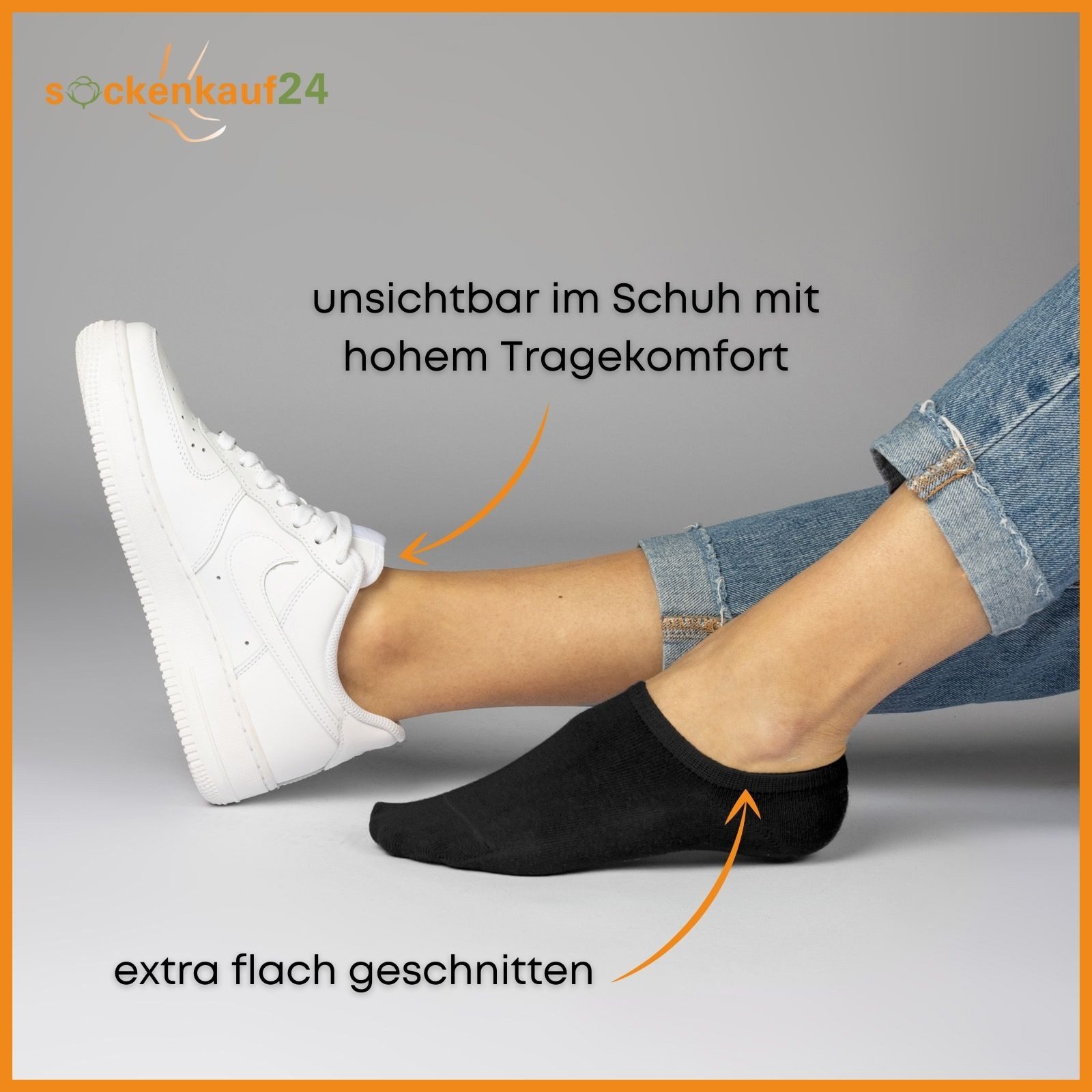 sockenkauf24 Sneakersocken 20 Paar Füßlinge Damen&Herren mit Silikon tief ausgeschnitten