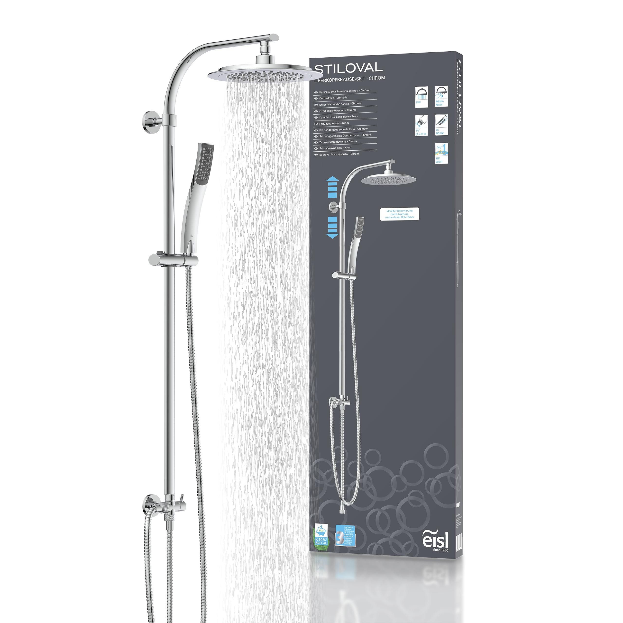 Eisl Duschsystem STILOVAL, Höhe 101 cm, Regendusche ohne Armatur, Duschsystem mit Kopfbrause und Handbrause